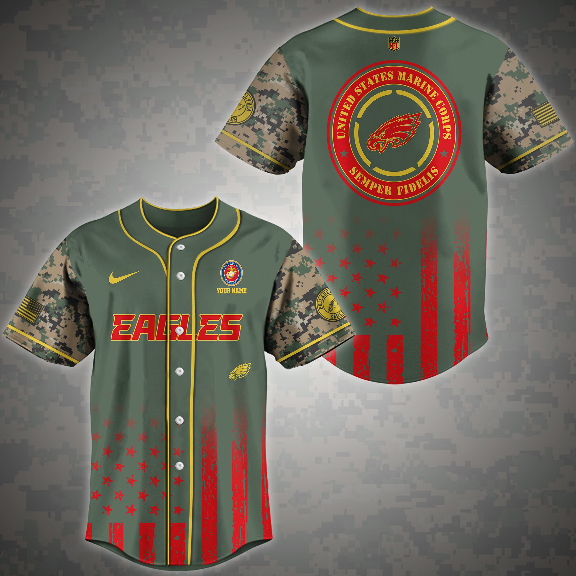 Philadelphia Eagles Baseball Shirt Custom Name, Sport Team And Marines Shirt, Gifts For Fan ETRG-04191942