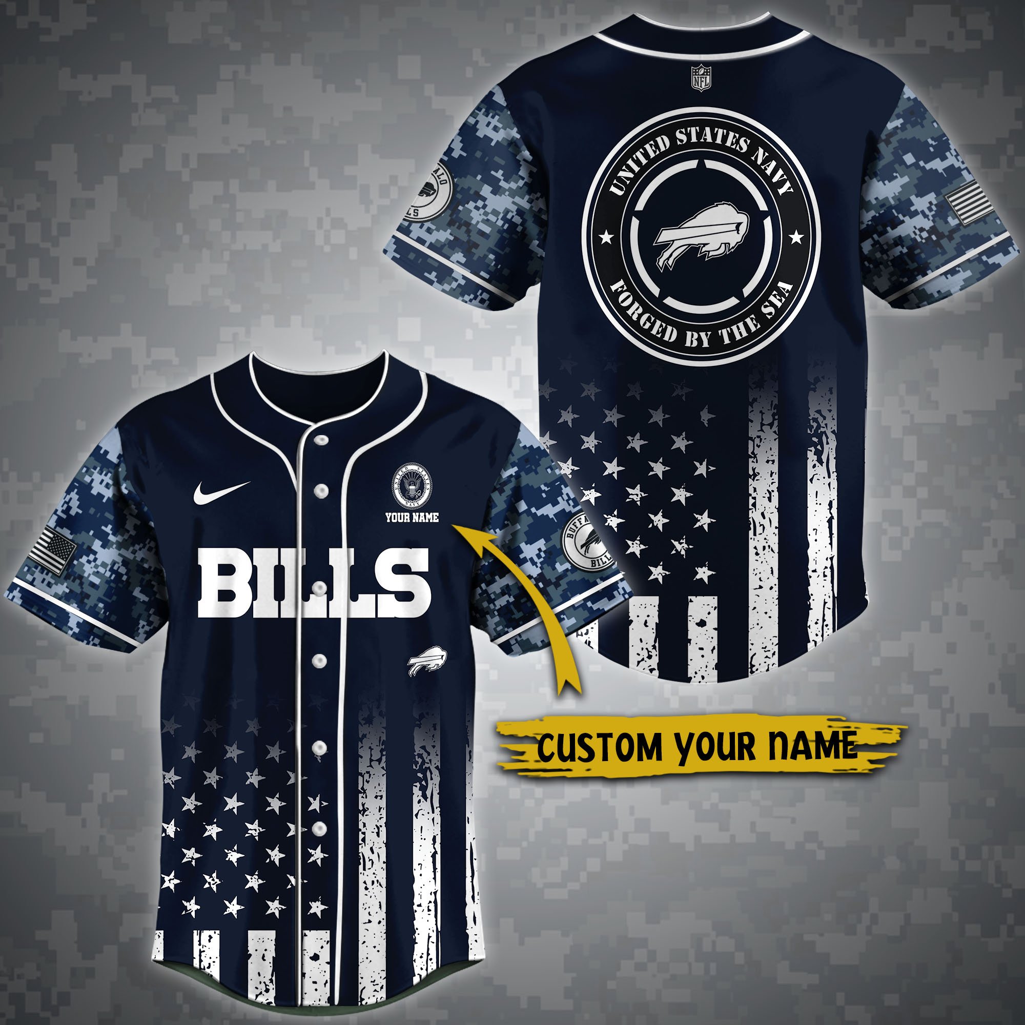 Alternative view of Buffalo Bills Baseball Shirt Custom Name, Sport Team And Navy Shirt, Fan Gifts ETRG-04191943