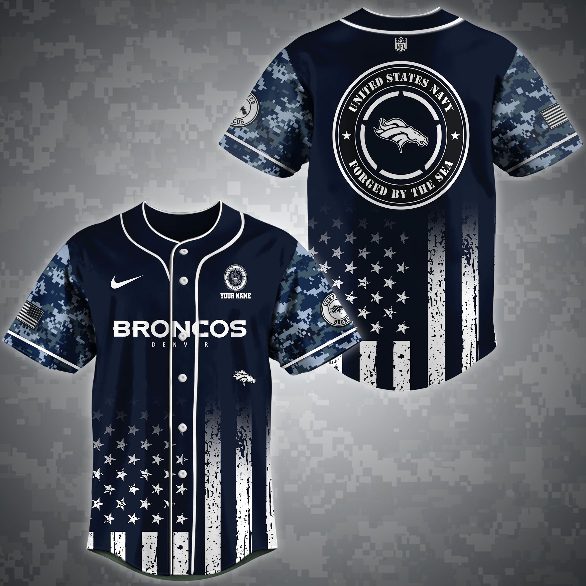 Denver Broncos Baseball Shirt Custom Name, Sport Team And Navy Shirt, Fan Gifts ETRG-04191943