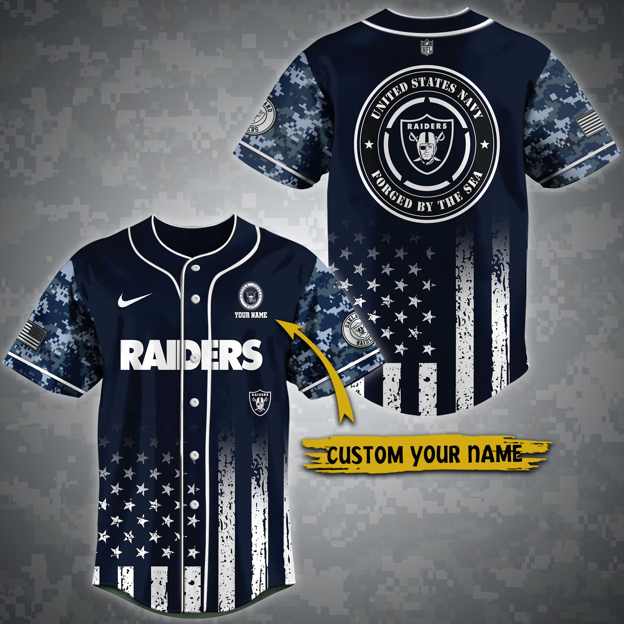 Alternative view of Las Vegas Raiders Baseball Shirt Custom Name, Sport Team And Navy Shirt, Fan Gifts ETRG-04191943