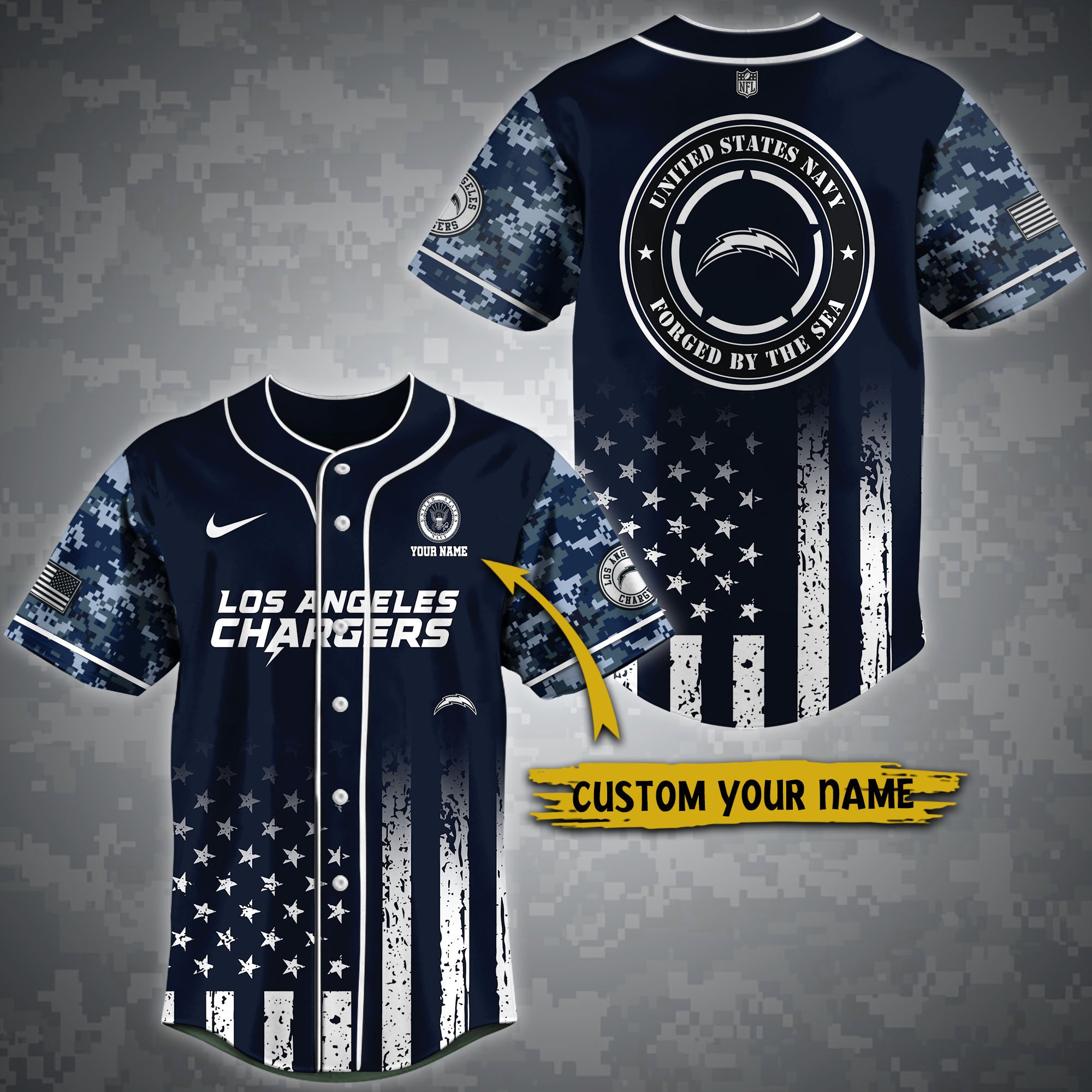 Alternative view of Los Angeles Chargers Baseball Shirt Custom Name, Sport Team And Navy Shirt, Fan Gifts ETRG-04191943