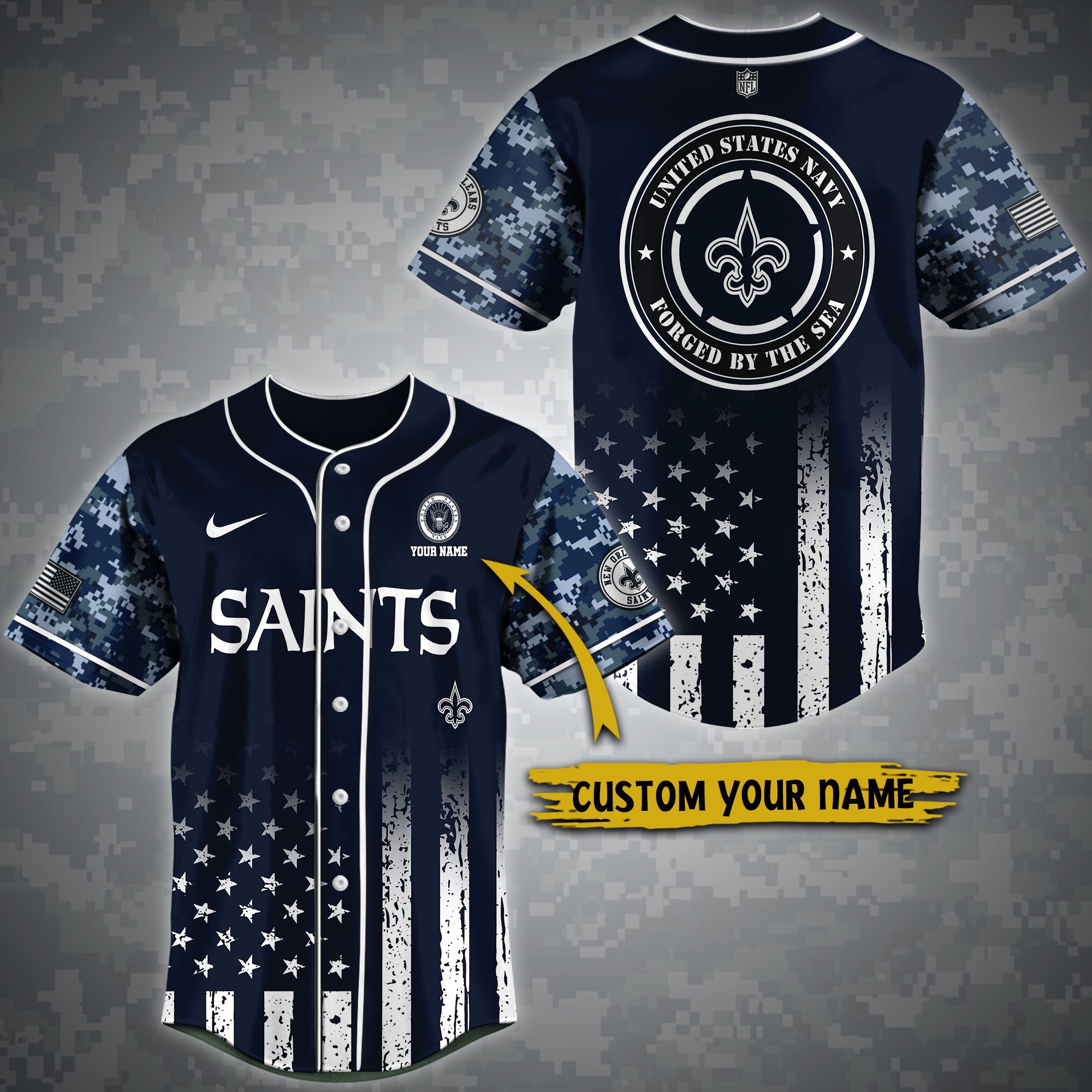 Alternative view of New Orleans Saints Baseball Shirt Custom Name, Sport Team And Navy Shirt, Fan Gifts ETRG-04191943