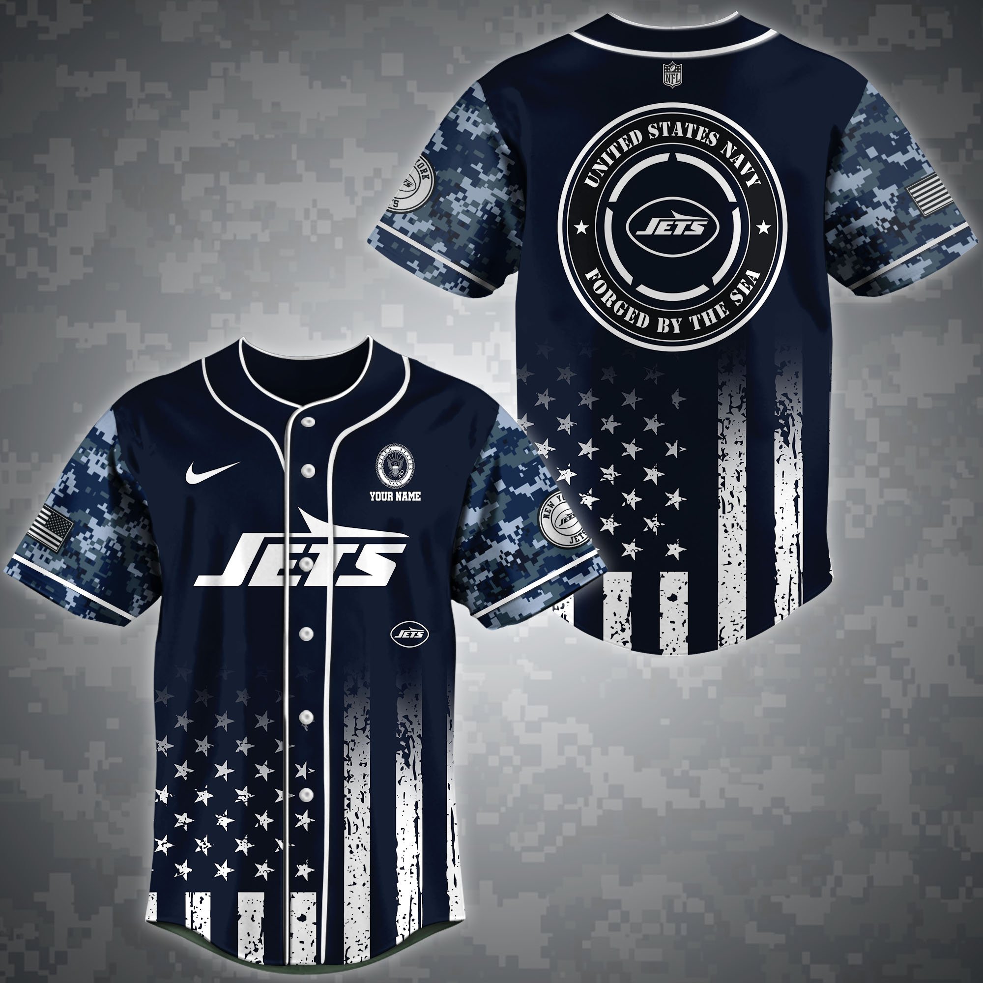 New York Jets Baseball Shirt Custom Name, Sport Team And Navy Shirt, Fan Gifts ETRG-04191943