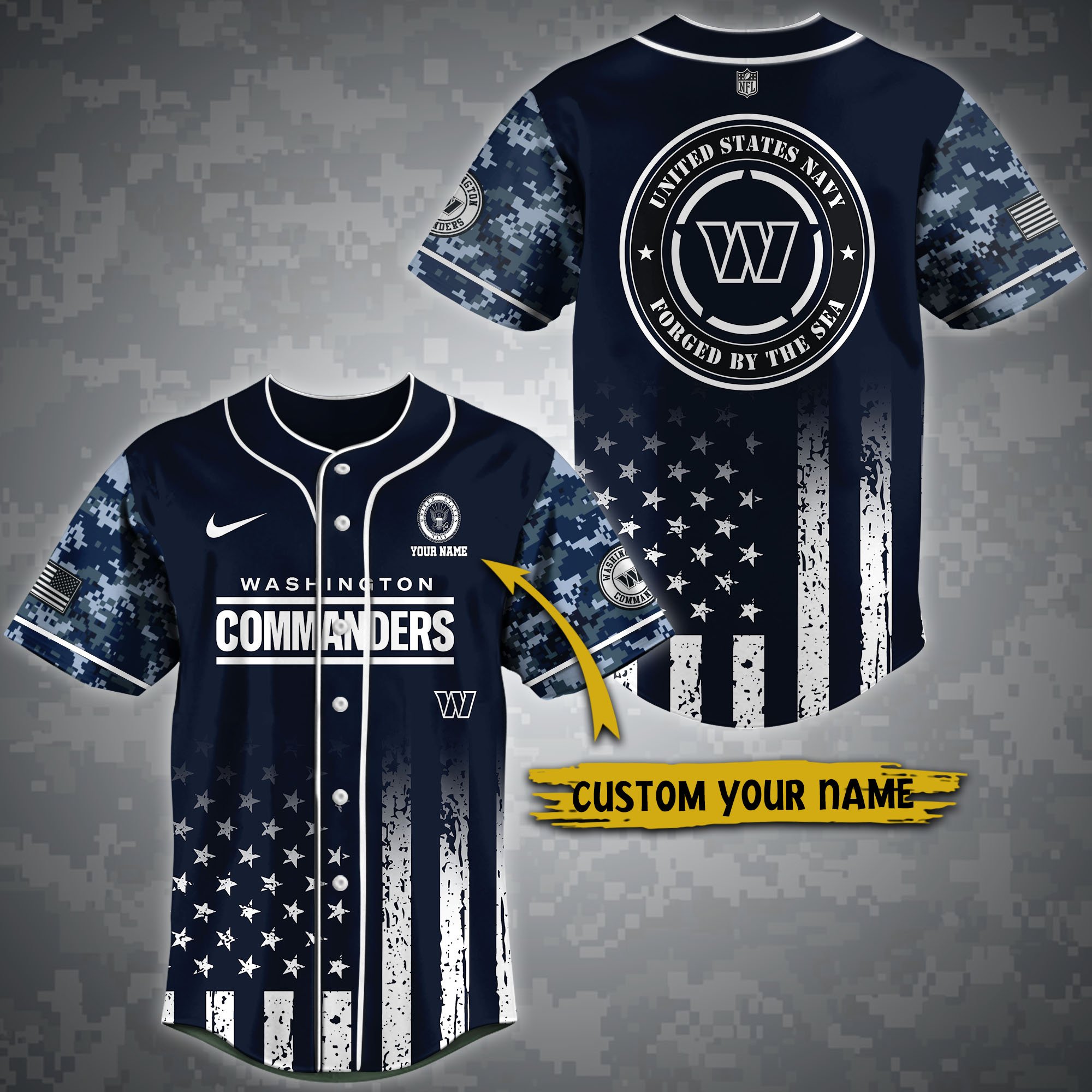 Alternative view of Washington Commanders Baseball Shirt Custom Name, Sport Team And Navy Shirt, Fan Gifts ETRG-04191943