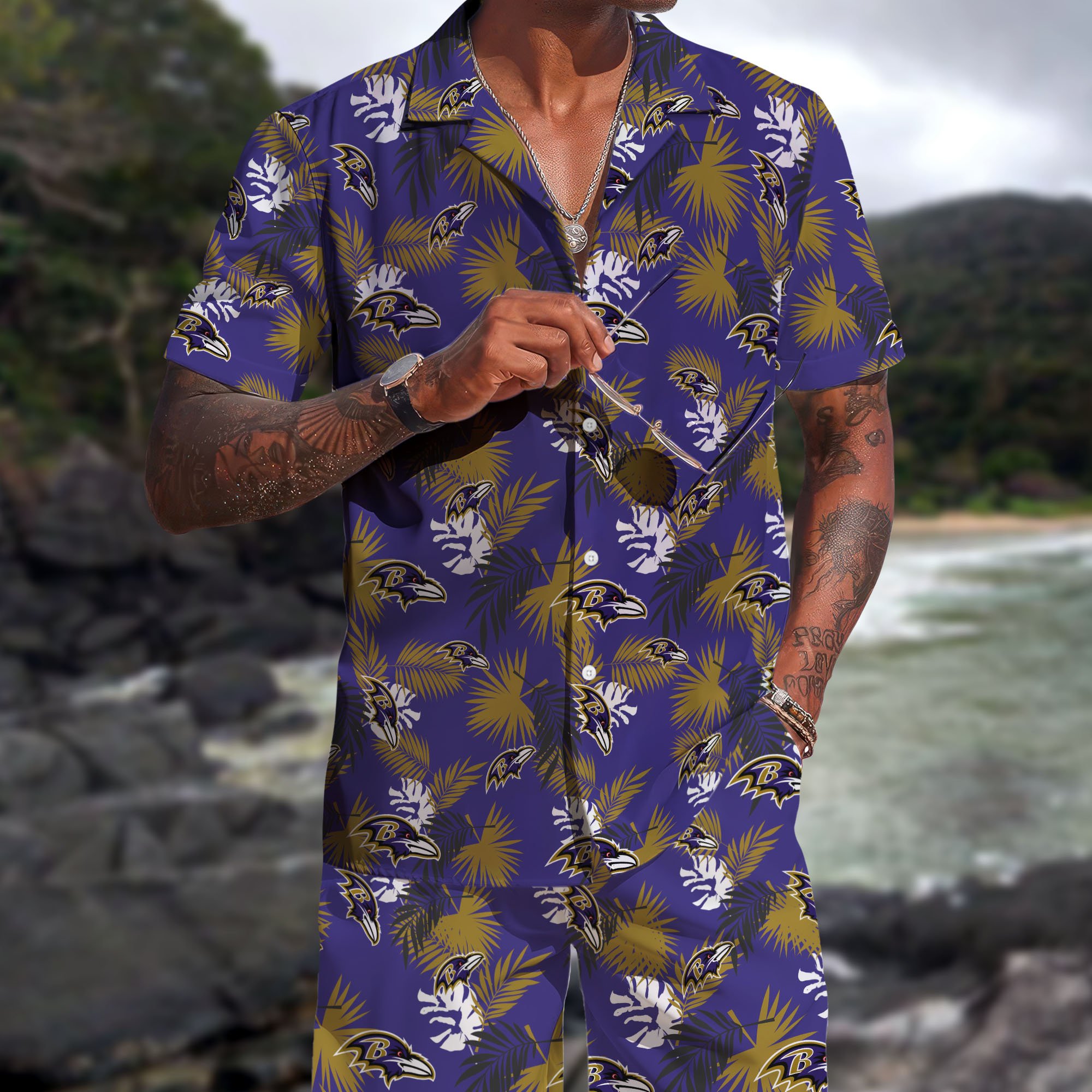 Baltimore Ravens Hawaiian Shorts Set  2025 Version, Hawaiian Shirts, Sports Shorts, Gifts For Fan EHIVM-0204668