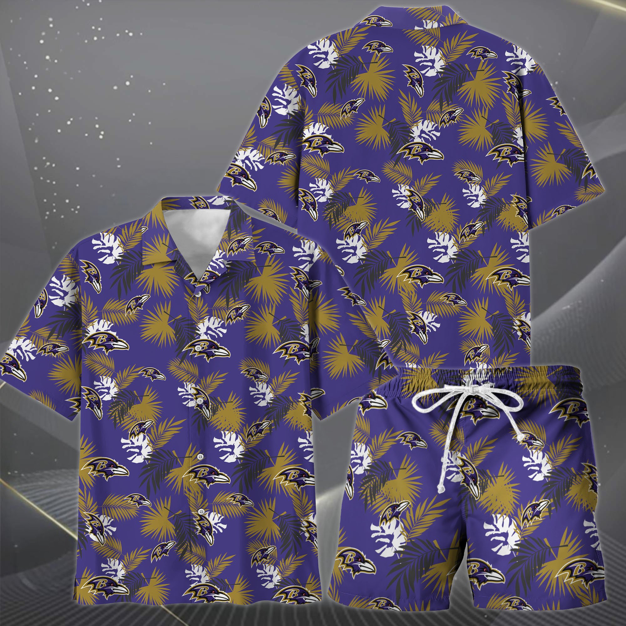 Alternative view of Baltimore Ravens Hawaiian Shorts Set  2025 Version, Hawaiian Shirts, Sports Shorts, Gifts For Fan EHIVM-0204668