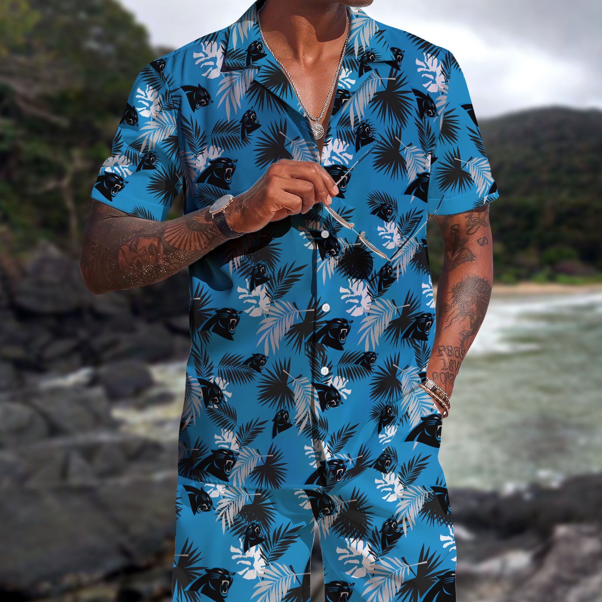 Carolina Panthers Hawaiian Shorts Set  2025 Version, Hawaiian Shirts, Sports Shorts, Gifts For Fan EHIVM-0204668