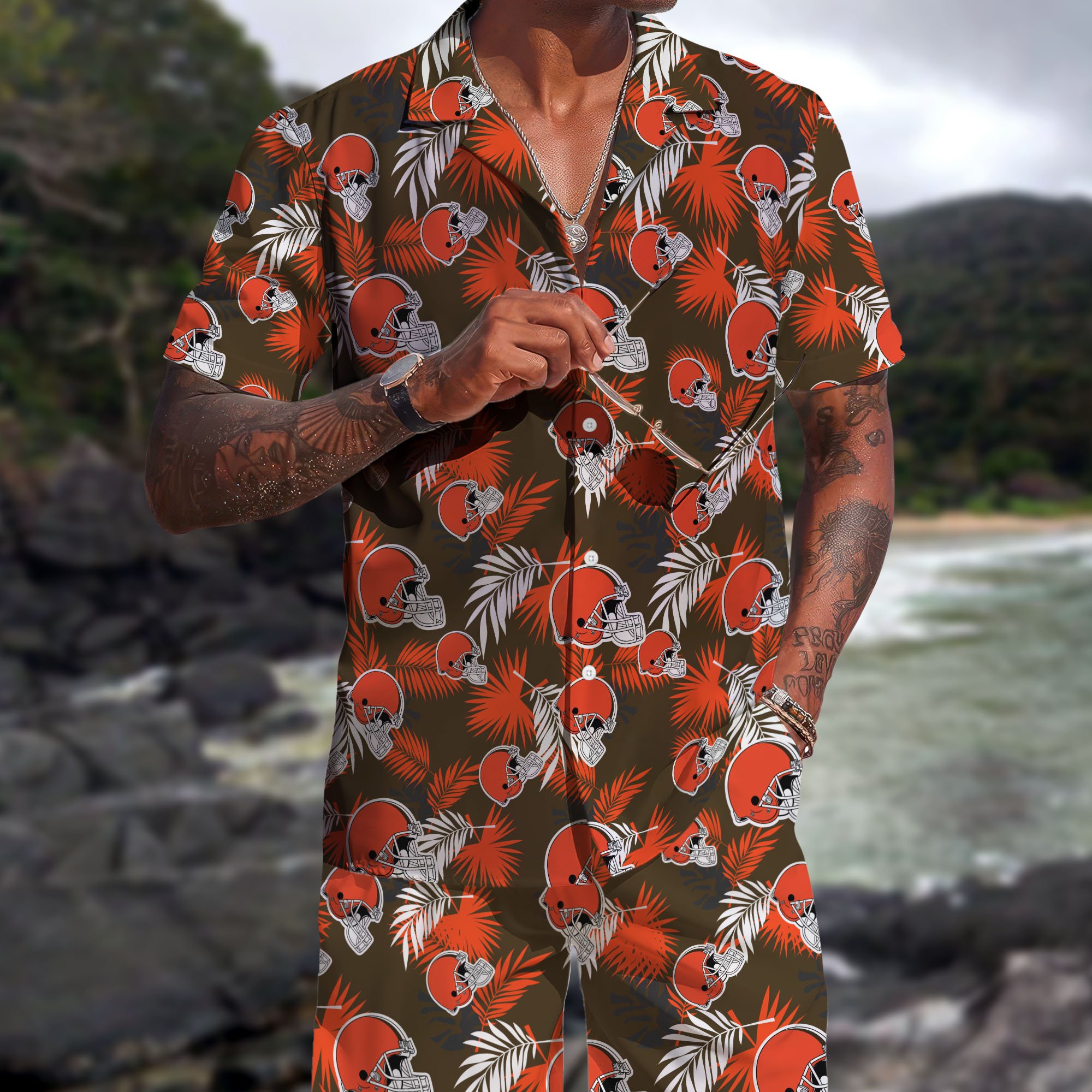 Cleveland Browns Hawaiian Shorts Set  2025 Version, Hawaiian Shirts, Sports Shorts, Gifts For Fan EHIVM-0204668