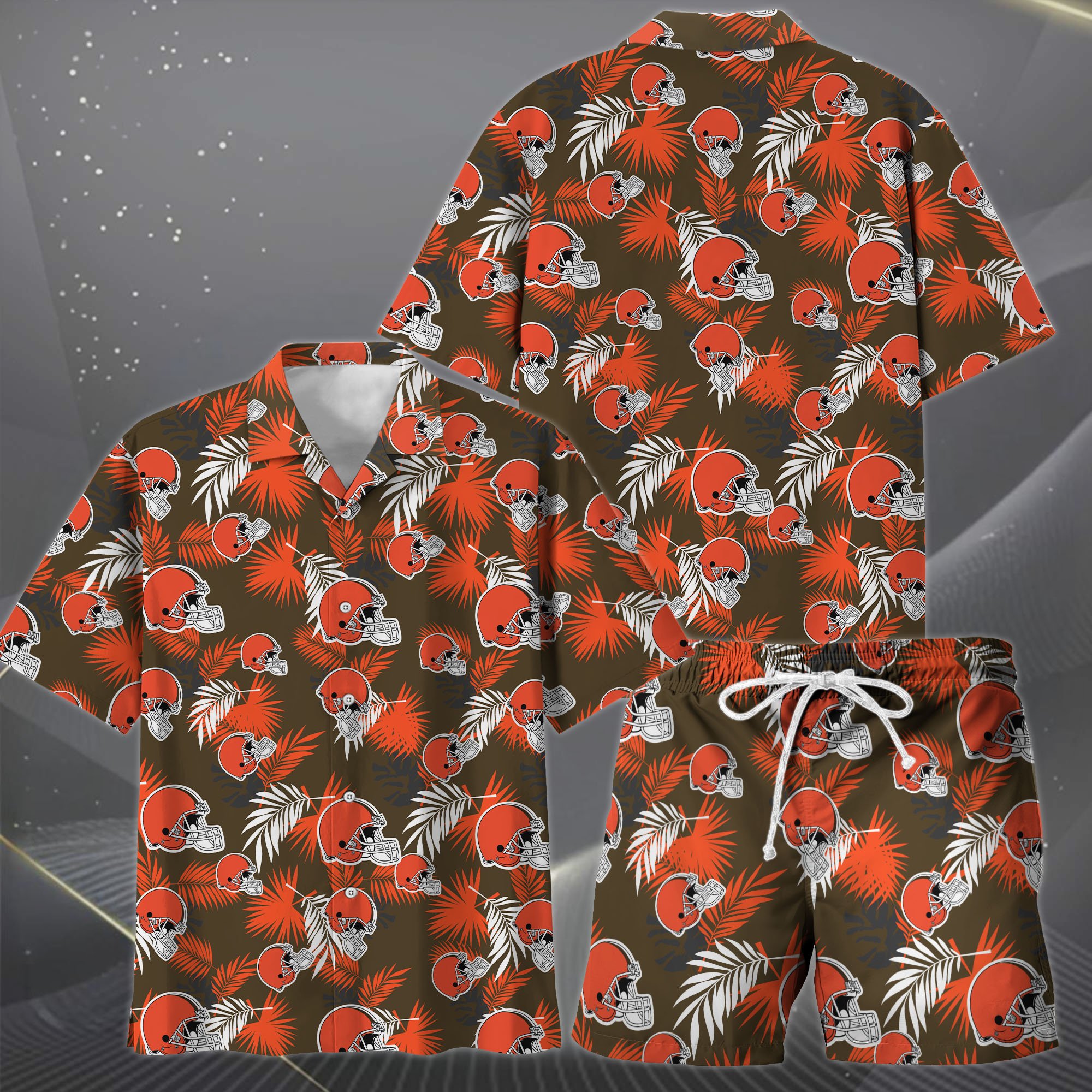 Alternative view of Cleveland Browns Hawaiian Shorts Set  2025 Version, Hawaiian Shirts, Sports Shorts, Gifts For Fan EHIVM-0204668