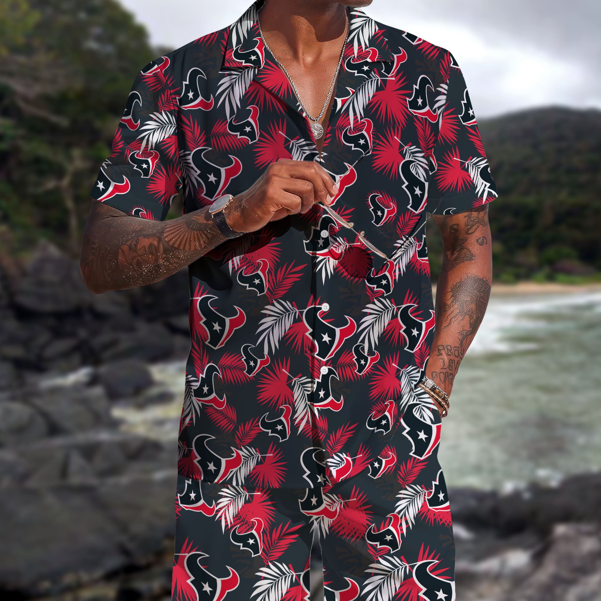Houston Texans Hawaiian Shorts Set  2025 Version, Hawaiian Shirts, Sports Shorts, Gifts For Fan EHIVM-0204668