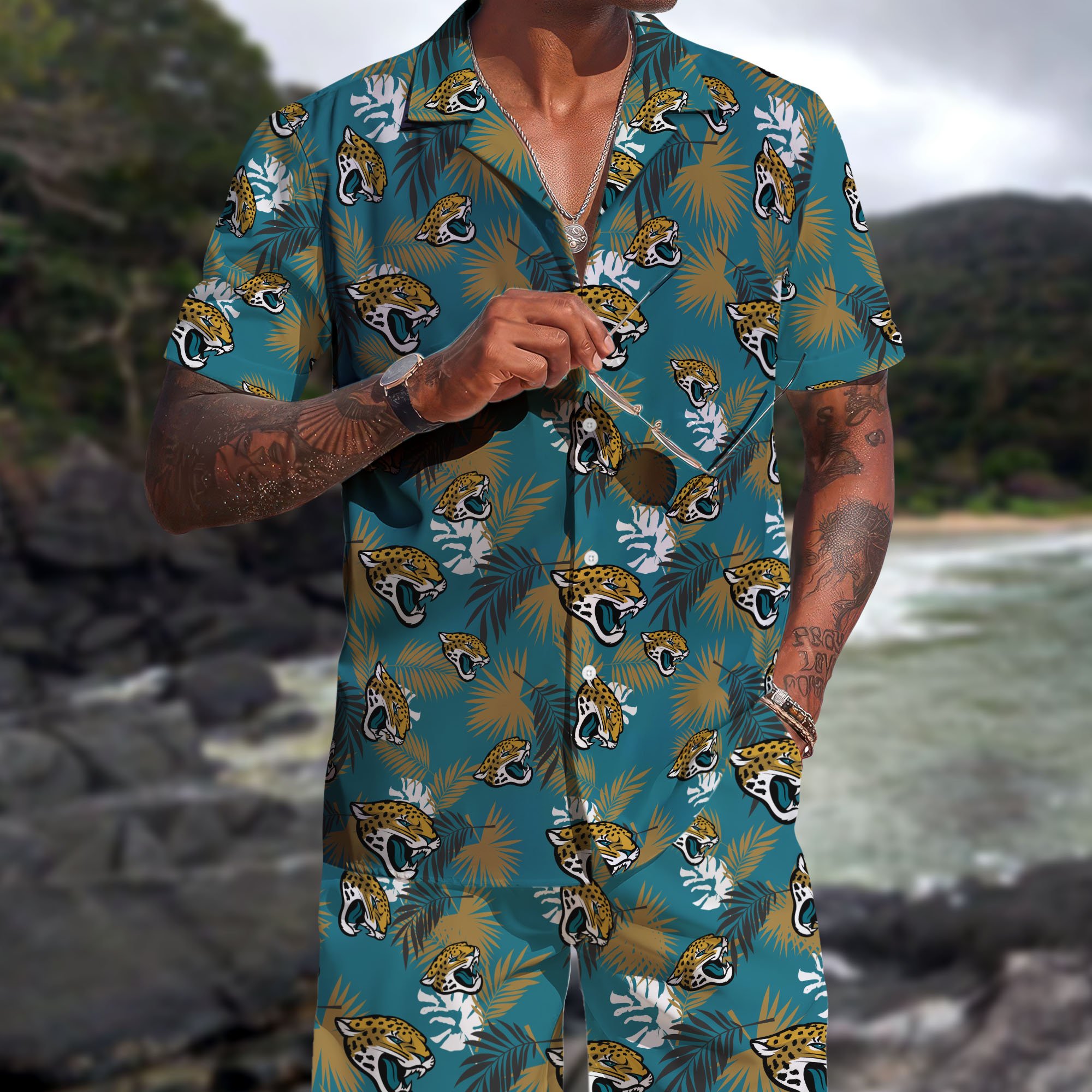 Jacksonville Jaguars Hawaiian Shorts Set  2025 Version, Hawaiian Shirts, Sports Shorts, Gifts For Fan EHIVM-0204668