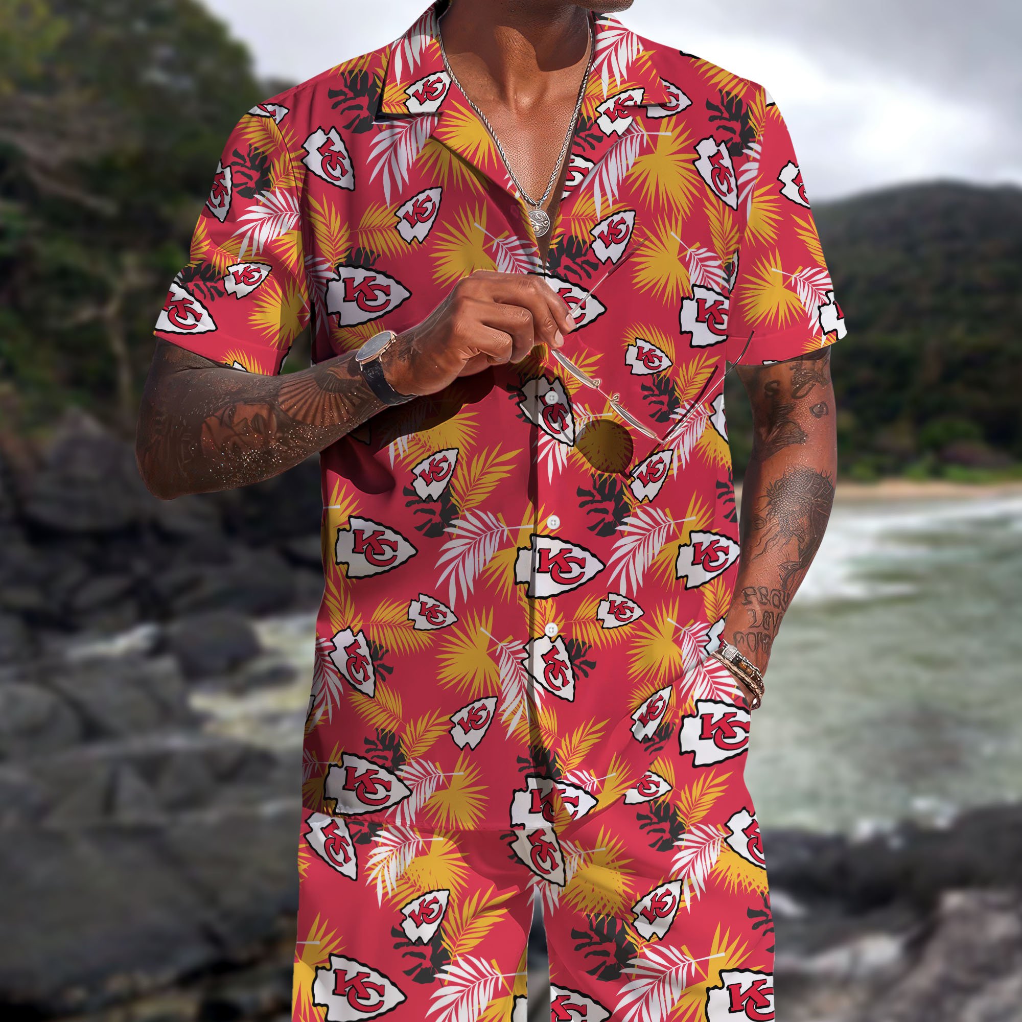 Kansas City Chiefs Hawaiian Shorts Set  2025 Version, Hawaiian Shirts, Sports Shorts, Gifts For Fan EHIVM-0204668