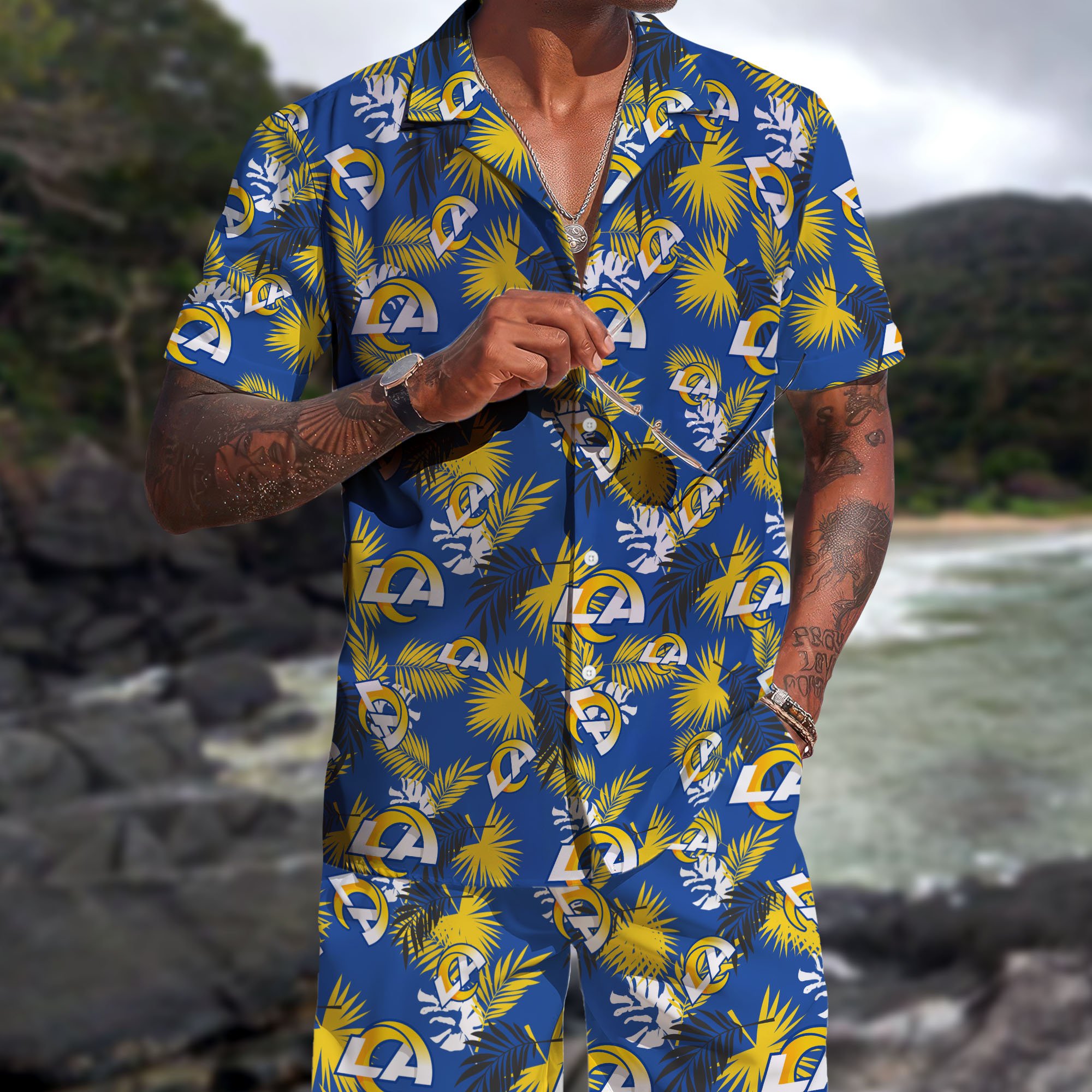 Los Angeles Rams Hawaiian Shorts Set  2025 Version, Hawaiian Shirts, Sports Shorts, Gifts For Fan EHIVM-0204668