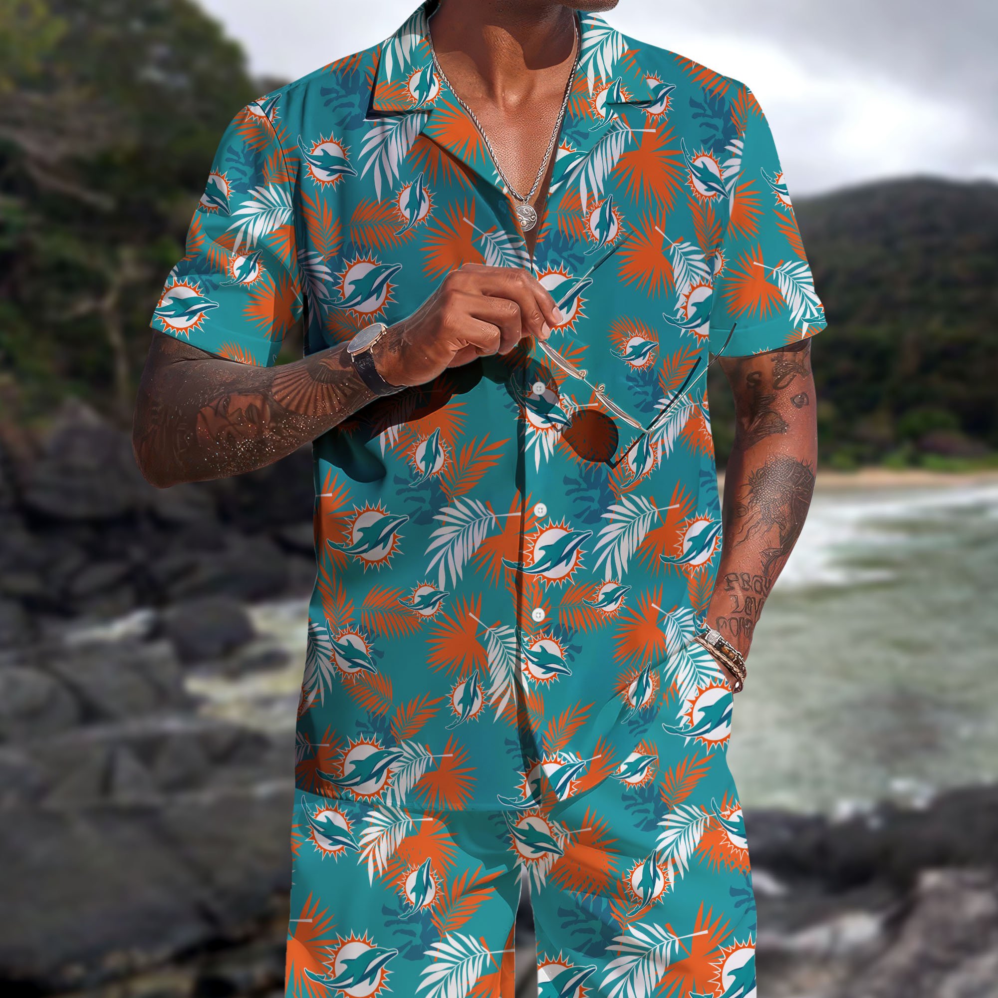 Miami Dolphins Hawaiian Shorts Set  2025 Version, Hawaiian Shirts, Sports Shorts, Gifts For Fan EHIVM-0204668