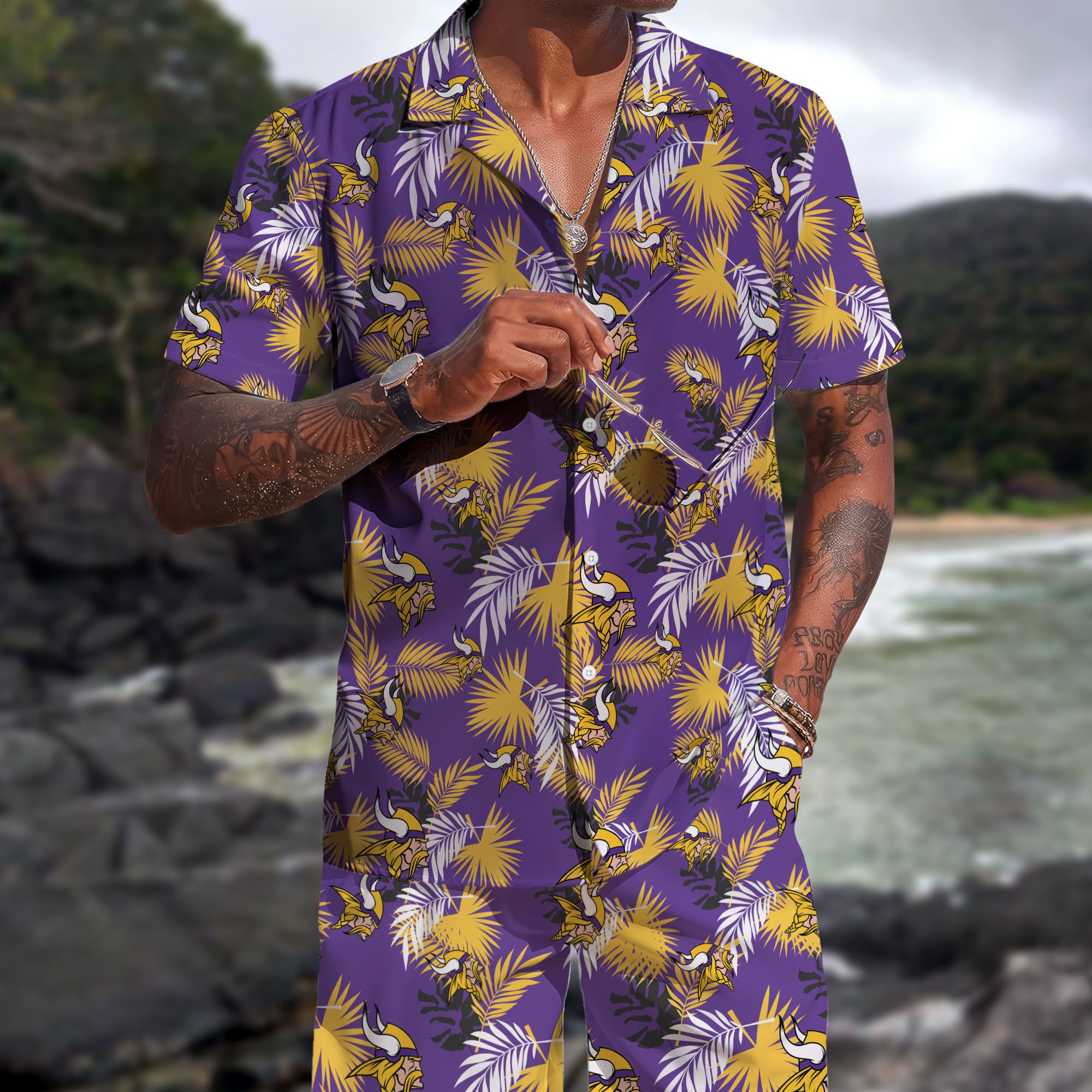 Minnesota Vikings Hawaiian Shorts Set  2025 Version, Hawaiian Shirts, Sports Shorts, Gifts For Fan EHIVM-0204668
