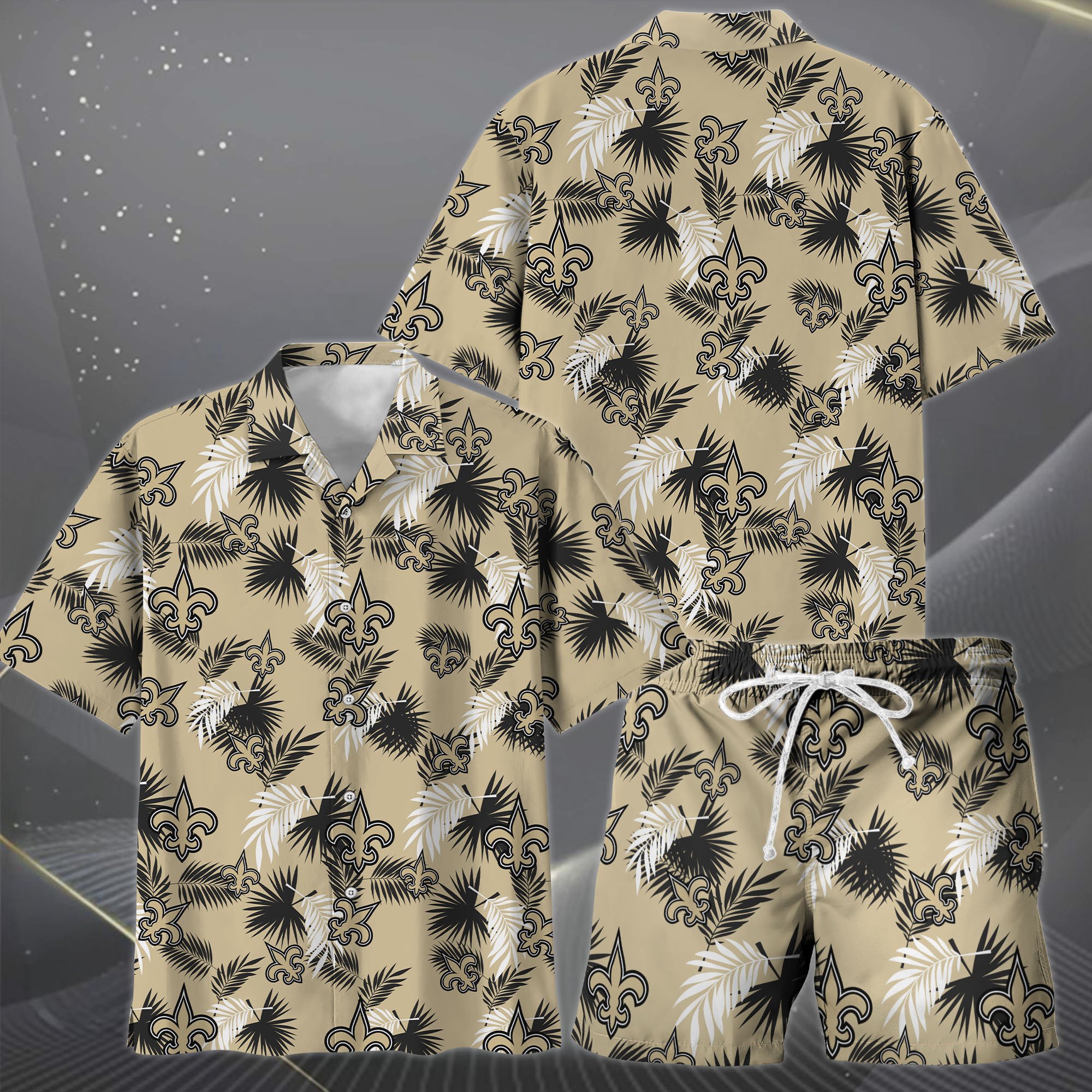 Alternative view of New Orleans Saints Hawaiian Shorts Set  2025 Version, Hawaiian Shirts, Sports Shorts, Gifts For Fan EHIVM-0204668