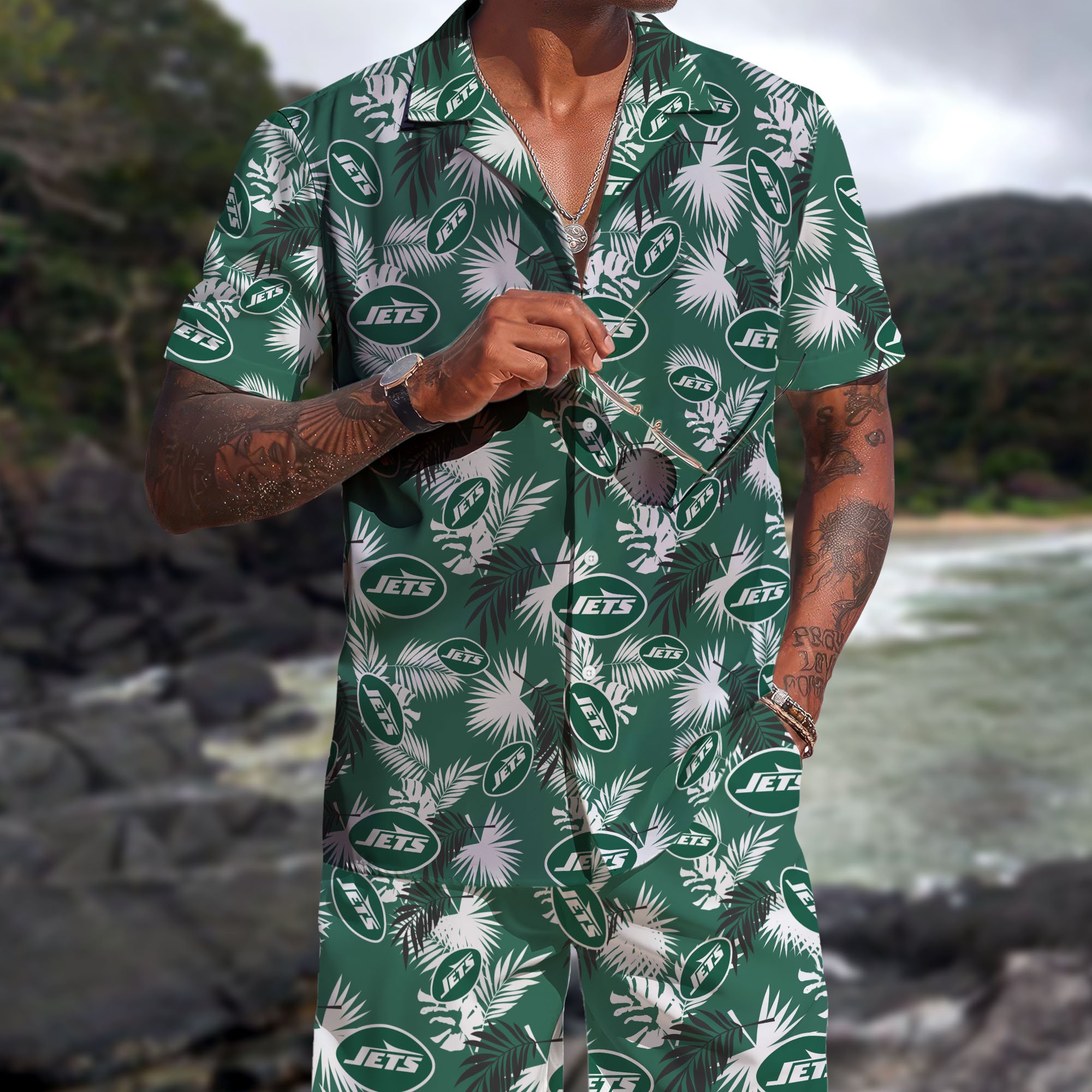 New York Jets Hawaiian Shorts Set  2025 Version, Hawaiian Shirts, Sports Shorts, Gifts For Fan EHIVM-0204668
