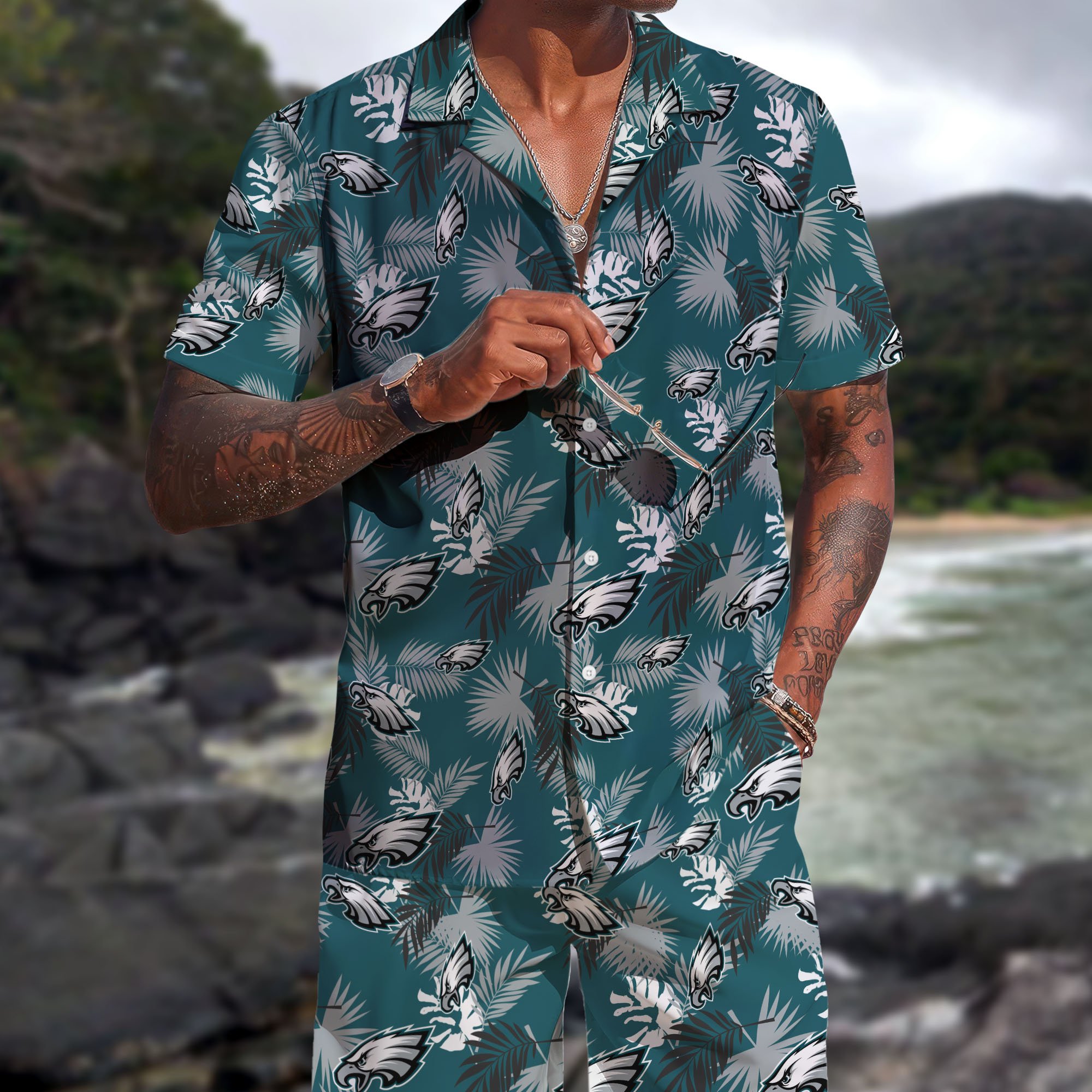 Philadelphia Eagles Hawaiian Shorts Set  2025 Version, Hawaiian Shirts, Sports Shorts, Gifts For Fan EHIVM-0204668