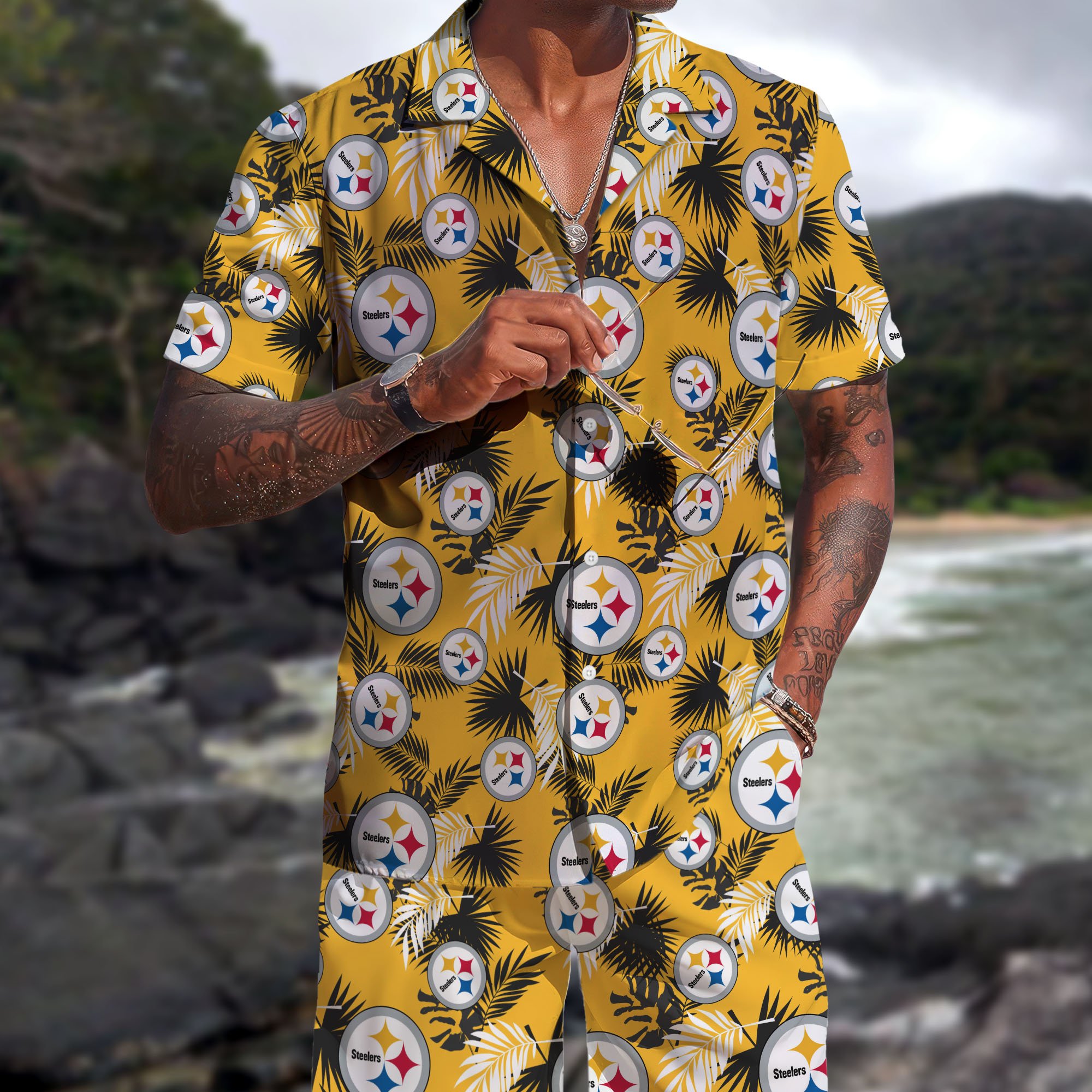 Pittsburgh Steelers Hawaiian Shorts Set  2025 Version, Hawaiian Shirts, Sports Shorts, Gifts For Fan EHIVM-0204668