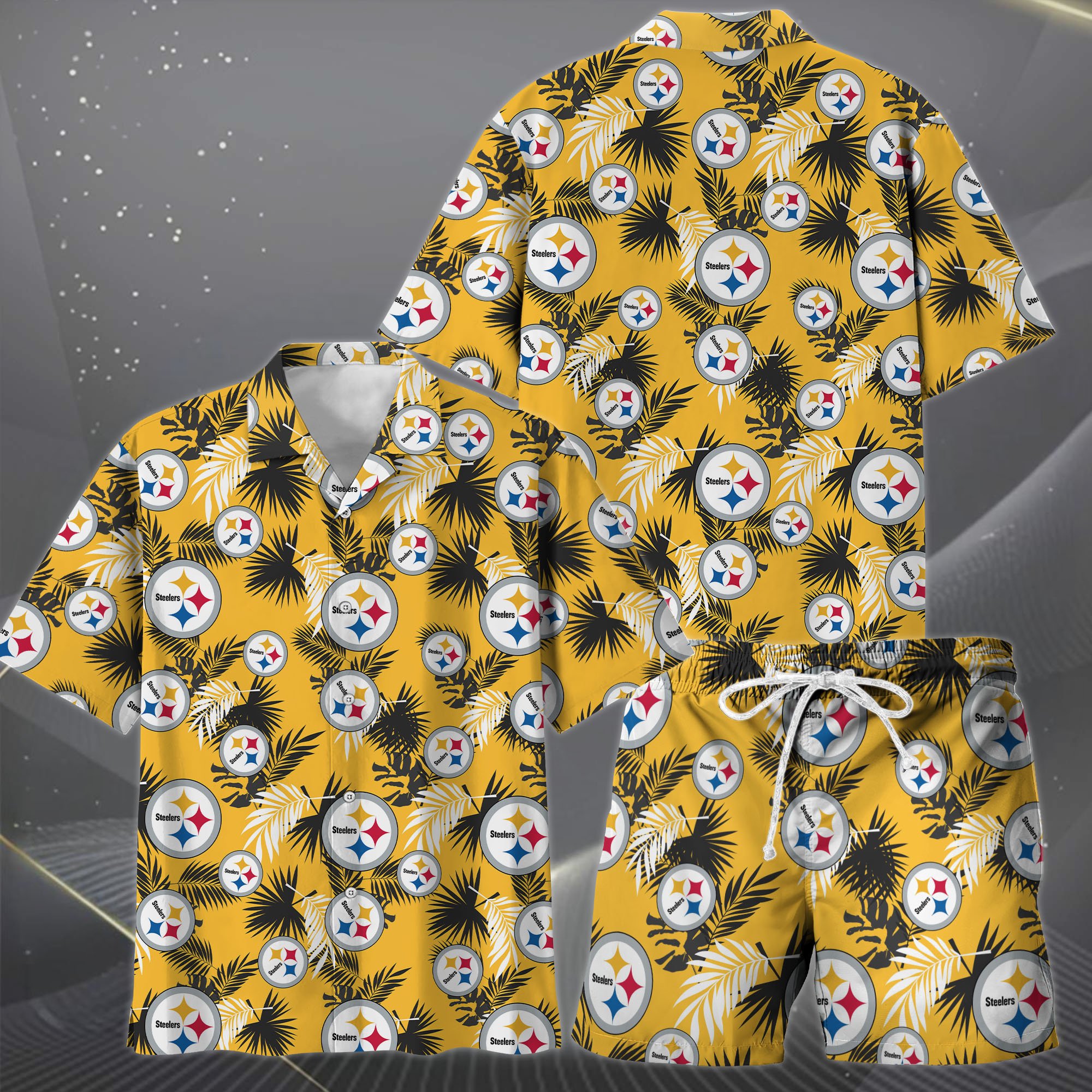 Alternative view of Pittsburgh Steelers Hawaiian Shorts Set  2025 Version, Hawaiian Shirts, Sports Shorts, Gifts For Fan EHIVM-0204668