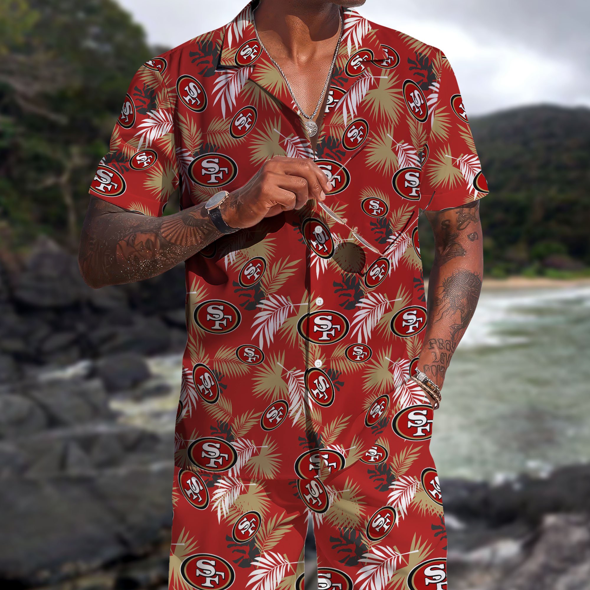San Francisco 49ers Hawaiian Shorts Set  2025 Version, Hawaiian Shirts, Sports Shorts, Gifts For Fan EHIVM-0204668