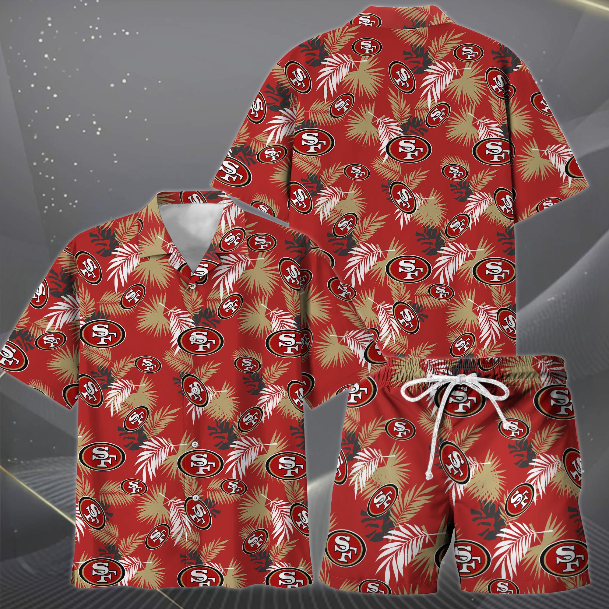 Alternative view of San Francisco 49ers Hawaiian Shorts Set  2025 Version, Hawaiian Shirts, Sports Shorts, Gifts For Fan EHIVM-0204668