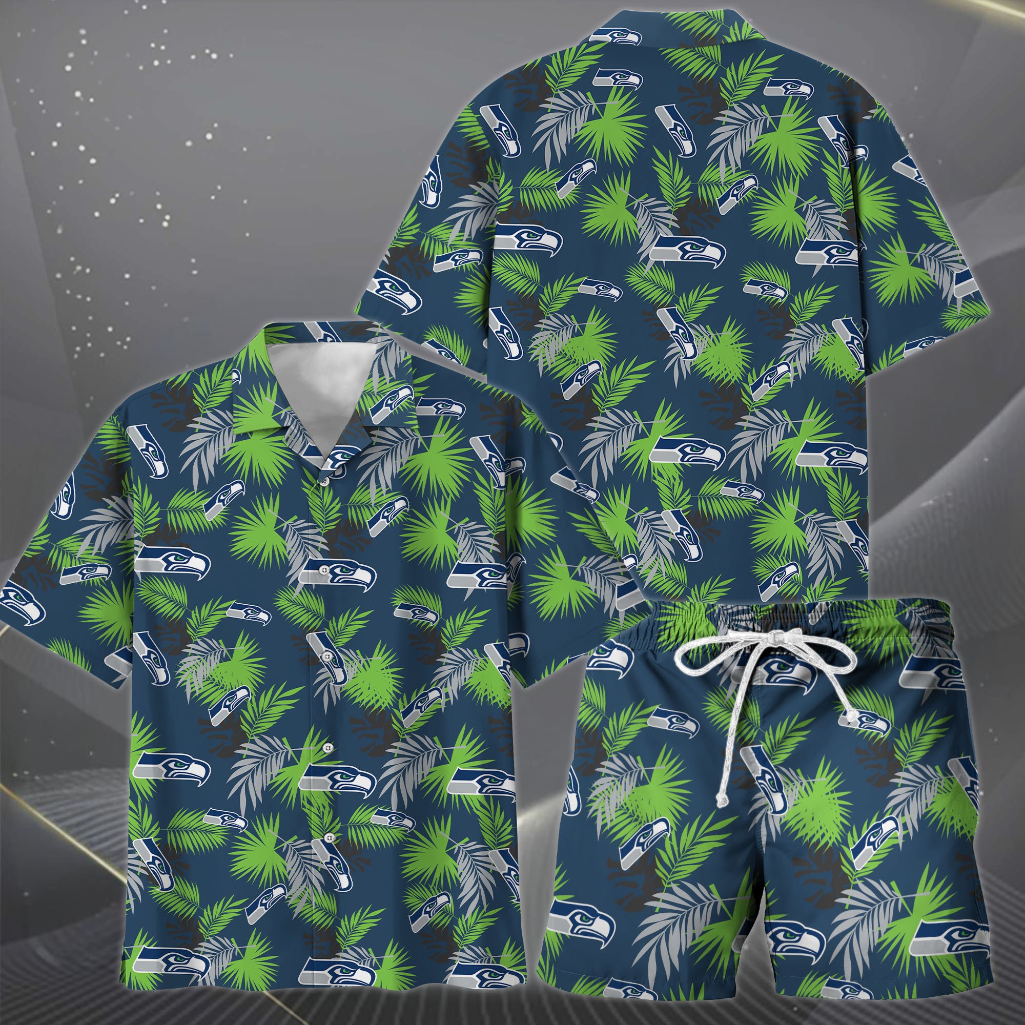 Alternative view of Seattle Seahawks Hawaiian Shorts Set  2025 Version, Hawaiian Shirts, Sports Shorts, Gifts For Fan EHIVM-0204668