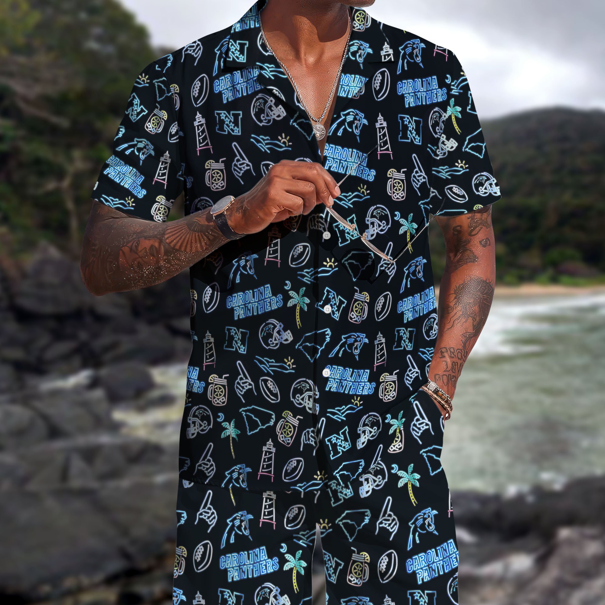 Carolina Panthers Hawaiian Shorts Set  2025 Version, Hawaiian Shirts, Sports Shorts, Gifts For Fan EHIVM-03281511