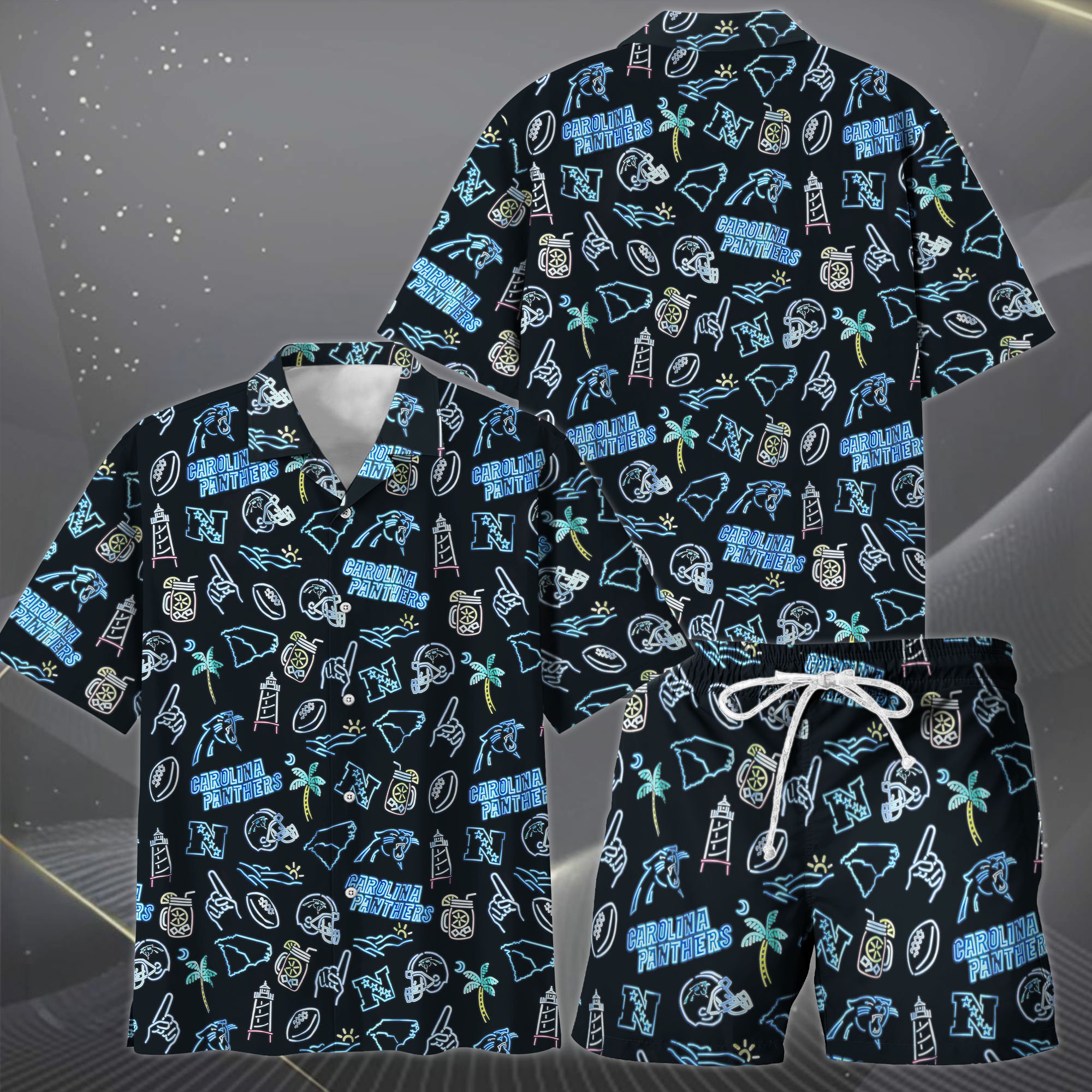 Alternative view of Carolina Panthers Hawaiian Shorts Set  2025 Version, Hawaiian Shirts, Sports Shorts, Gifts For Fan EHIVM-03281511