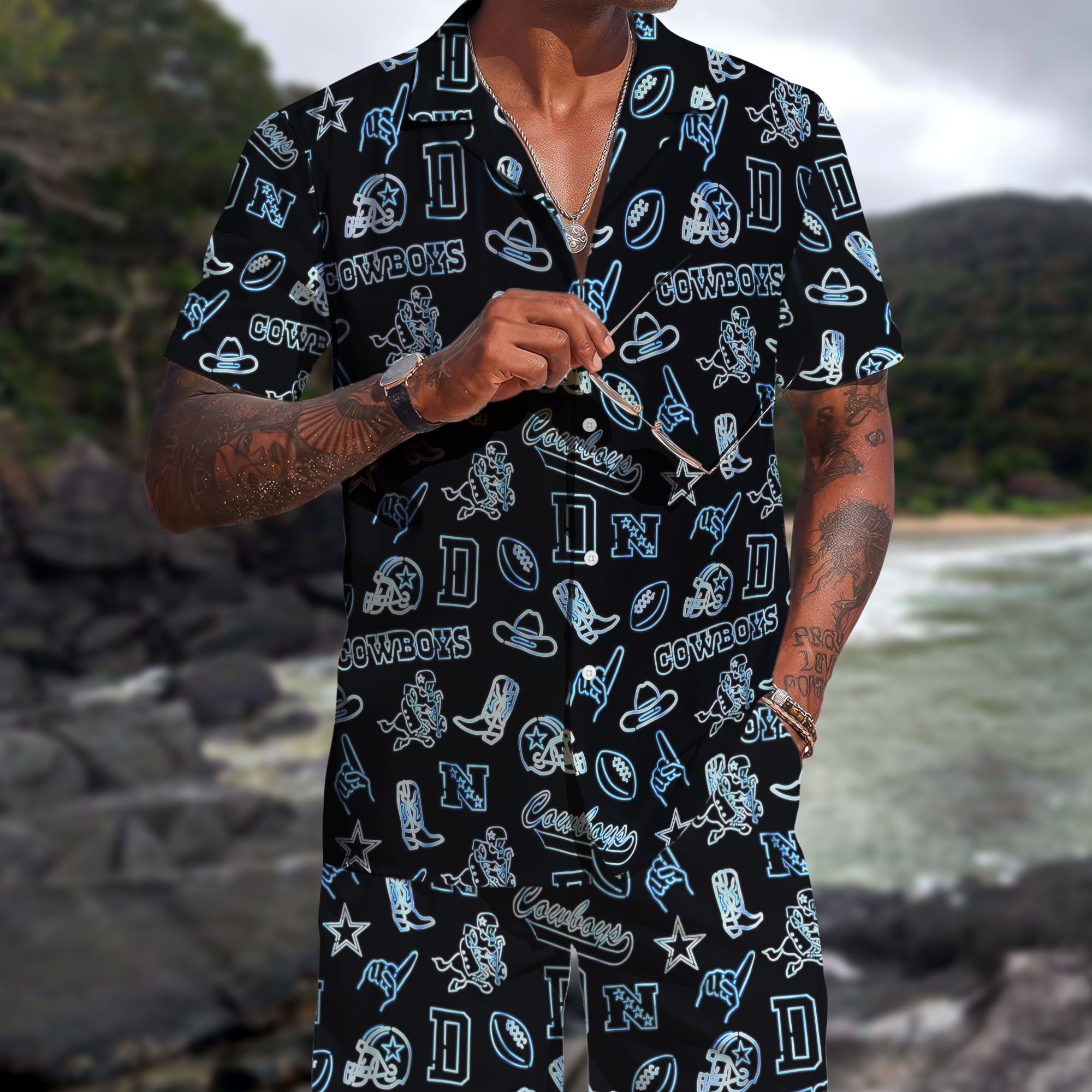Dallas Cowboys Hawaiian Shorts Set  2025 Version, Hawaiian Shirts, Sports Shorts, Gifts For Fan EHIVM-03281511
