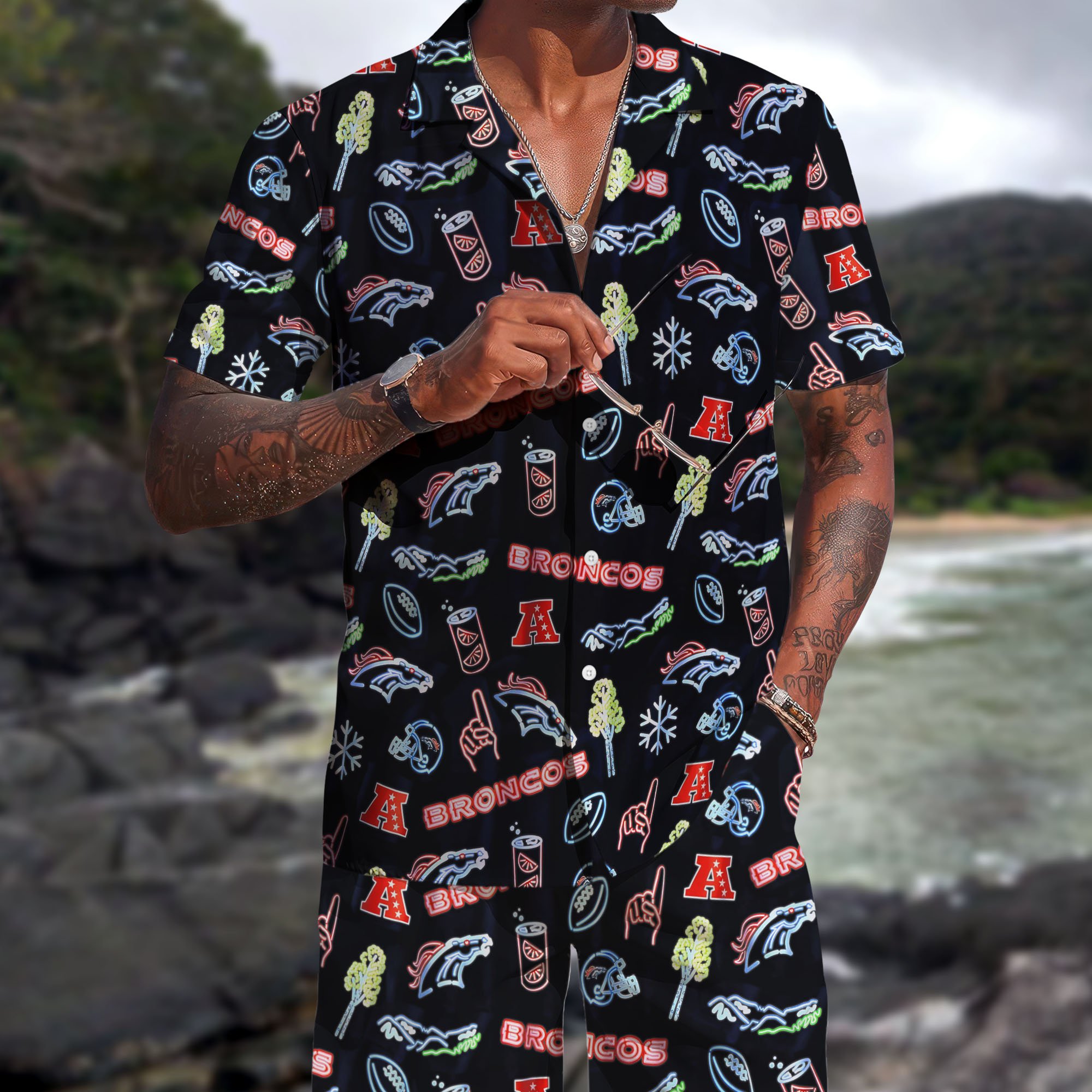 Denver Broncos Hawaiian Shorts Set  2025 Version, Hawaiian Shirts, Sports Shorts, Gifts For Fan EHIVM-03281511