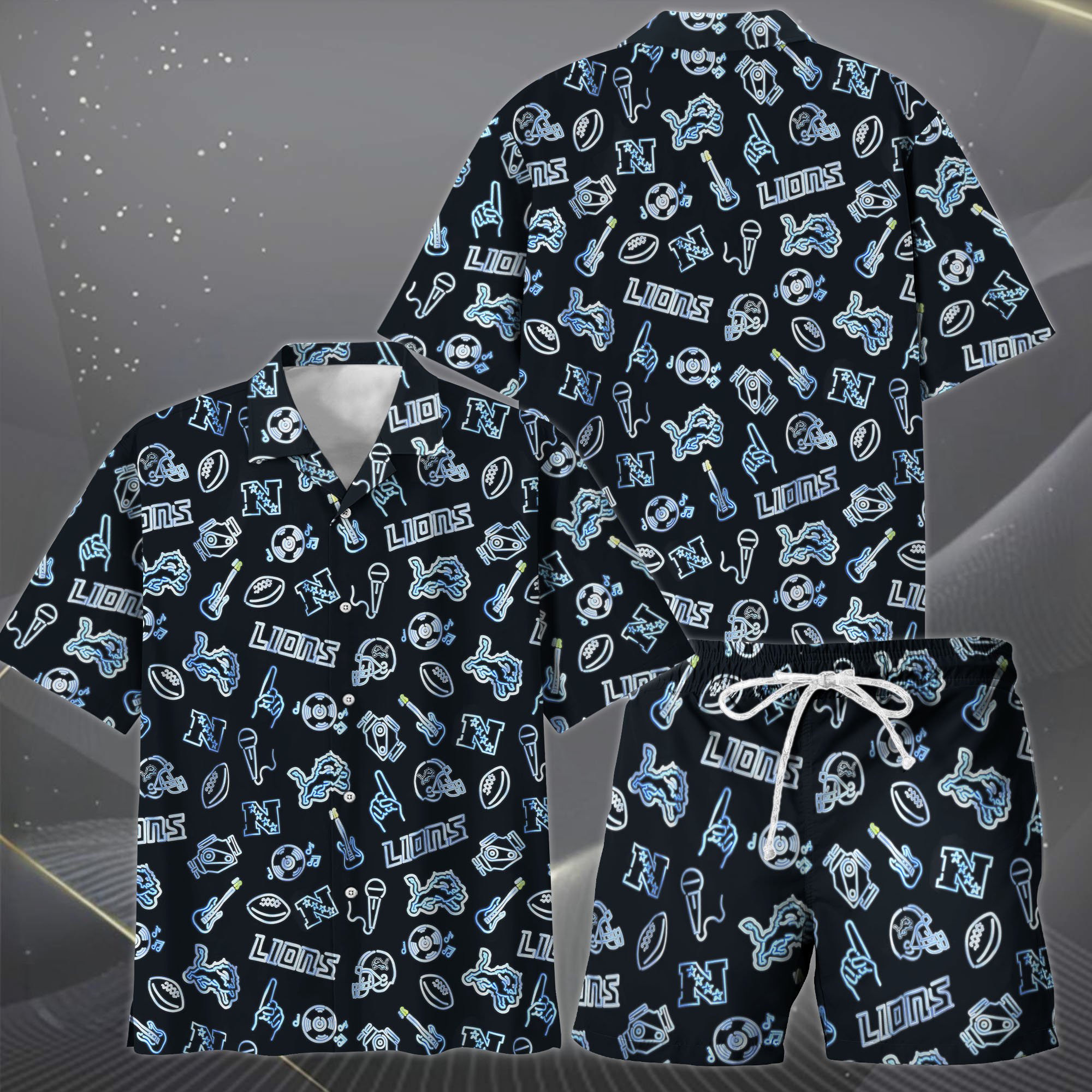 Alternative view of Detroit Lions Hawaiian Shorts Set  2025 Version, Hawaiian Shirts, Sports Shorts, Gifts For Fan EHIVM-03281511