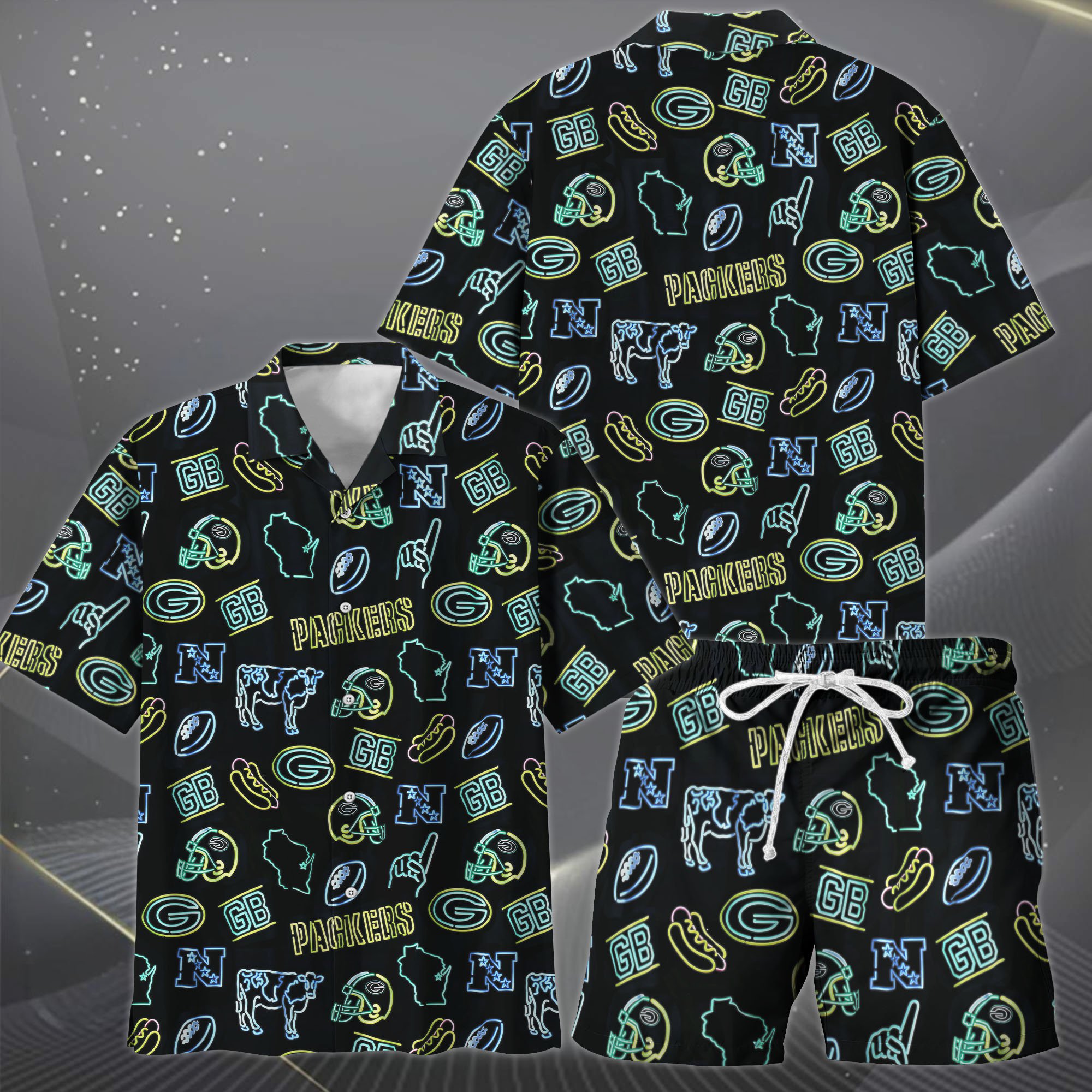 Alternative view of Green Bay Packers Hawaiian Shorts Set  2025 Version, Hawaiian Shirts, Sports Shorts, Gifts For Fan EHIVM-03281511