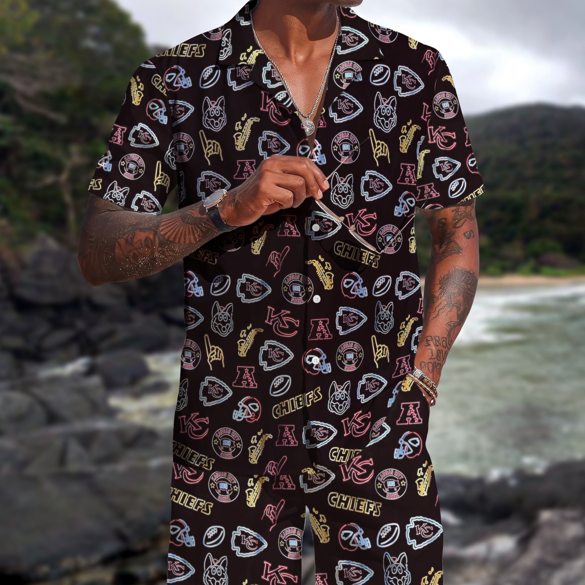 Kansas City Chiefs Hawaiian Shorts Set  2025 Version, Hawaiian Shirts, Sports Shorts, Gifts For Fan EHIVM-03281511