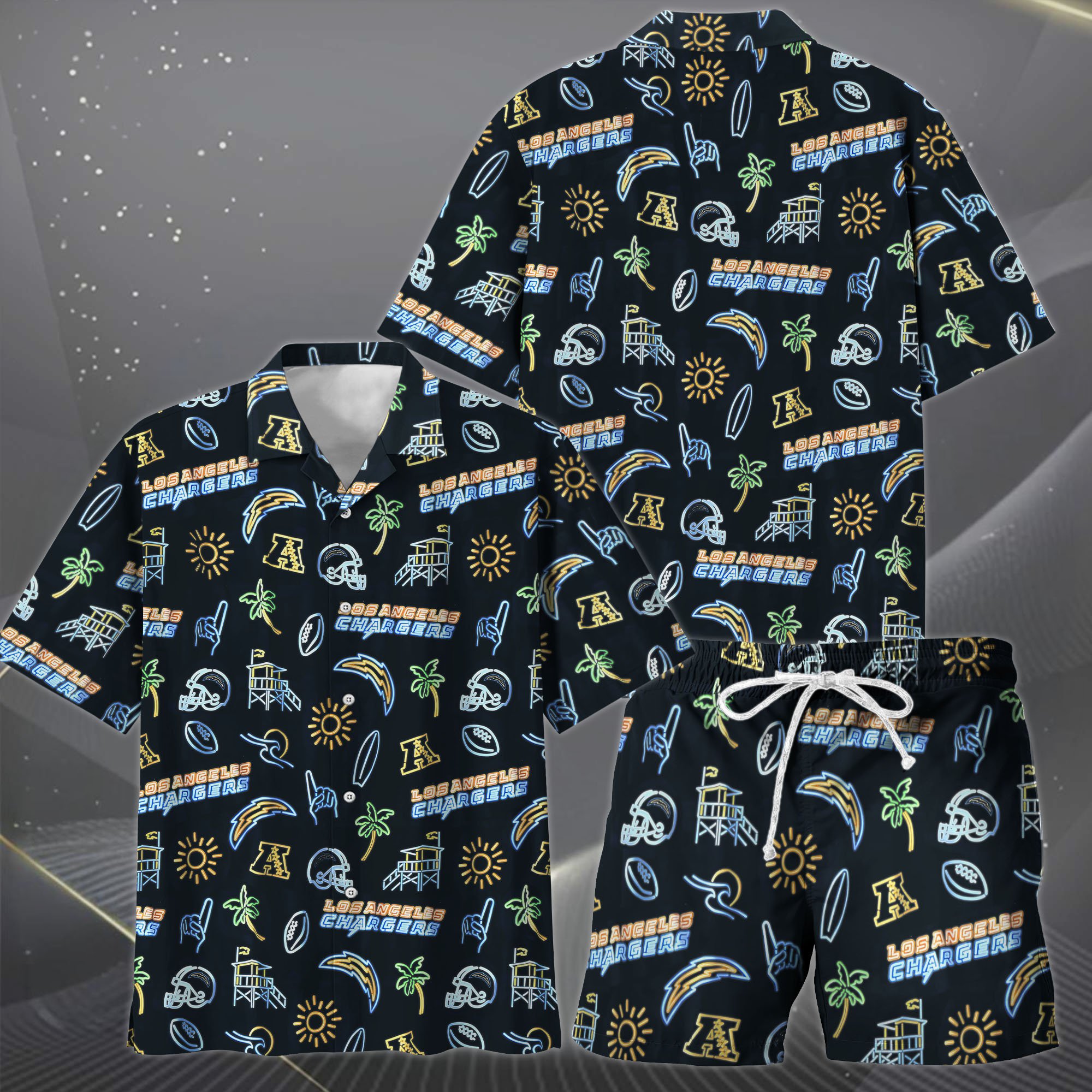 Alternative view of Los Angeles Chargers Hawaiian Shorts Set  2025 Version, Hawaiian Shirts, Sports Shorts, Gifts For Fan EHIVM-03281511