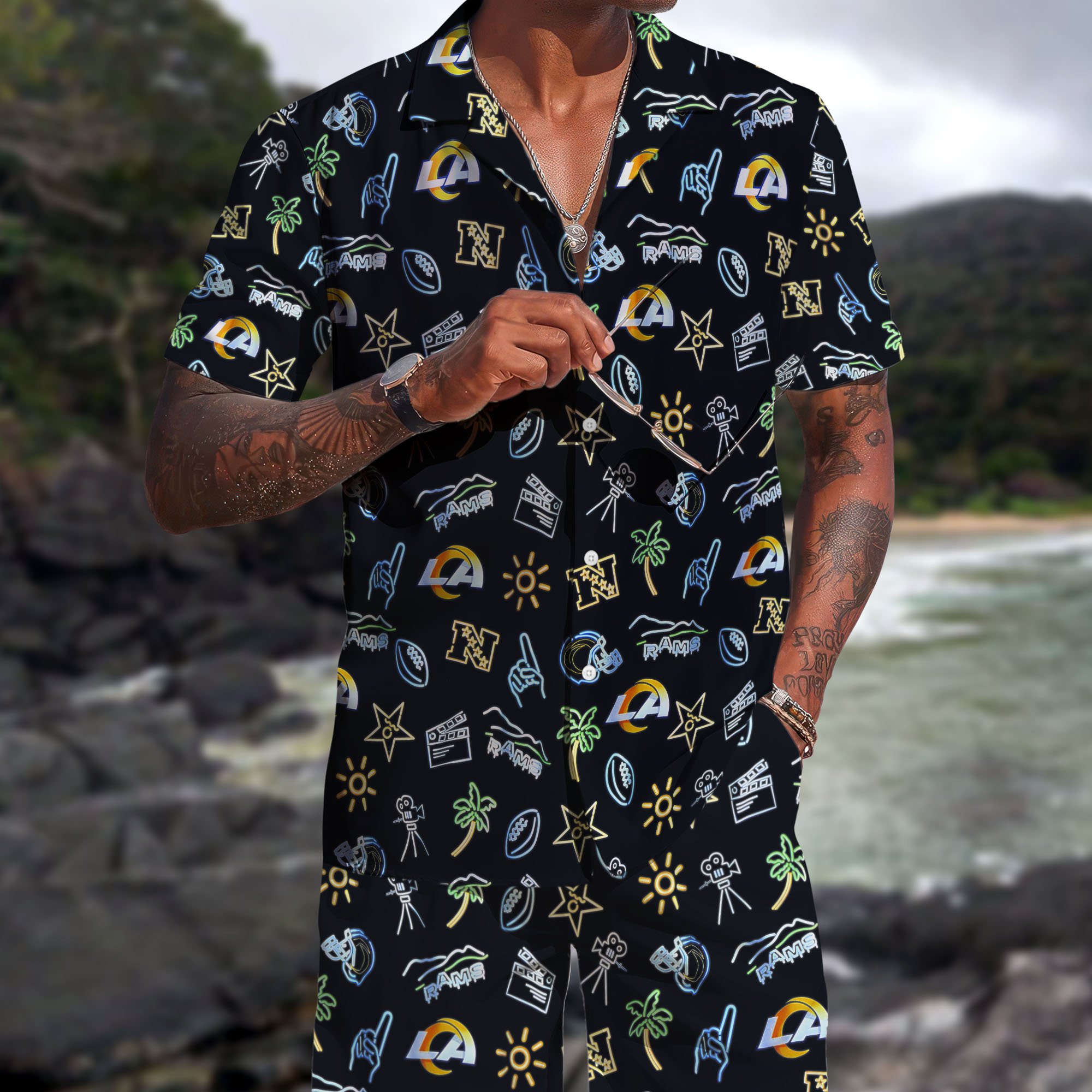 Los Angeles Rams Hawaiian Shorts Set  2025 Version, Hawaiian Shirts, Sports Shorts, Gifts For Fan EHIVM-03281511