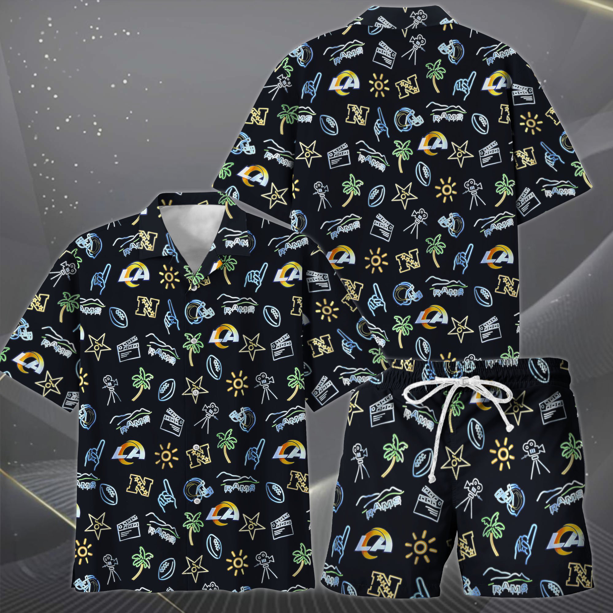Alternative view of Los Angeles Rams Hawaiian Shorts Set  2025 Version, Hawaiian Shirts, Sports Shorts, Gifts For Fan EHIVM-03281511