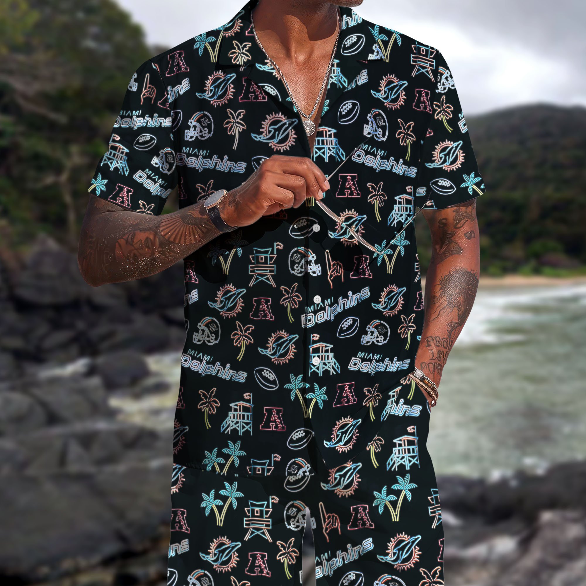 Miami Dolphins Hawaiian Shorts Set  2025 Version, Hawaiian Shirts, Sports Shorts, Gifts For Fan EHIVM-03281511