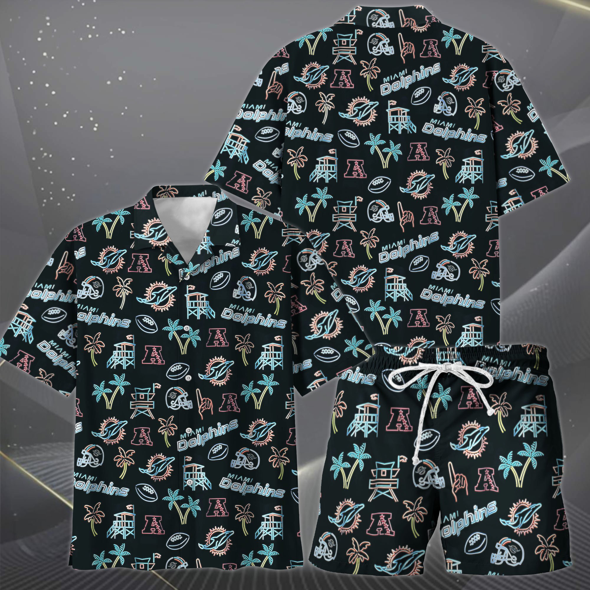 Alternative view of Miami Dolphins Hawaiian Shorts Set  2025 Version, Hawaiian Shirts, Sports Shorts, Gifts For Fan EHIVM-03281511