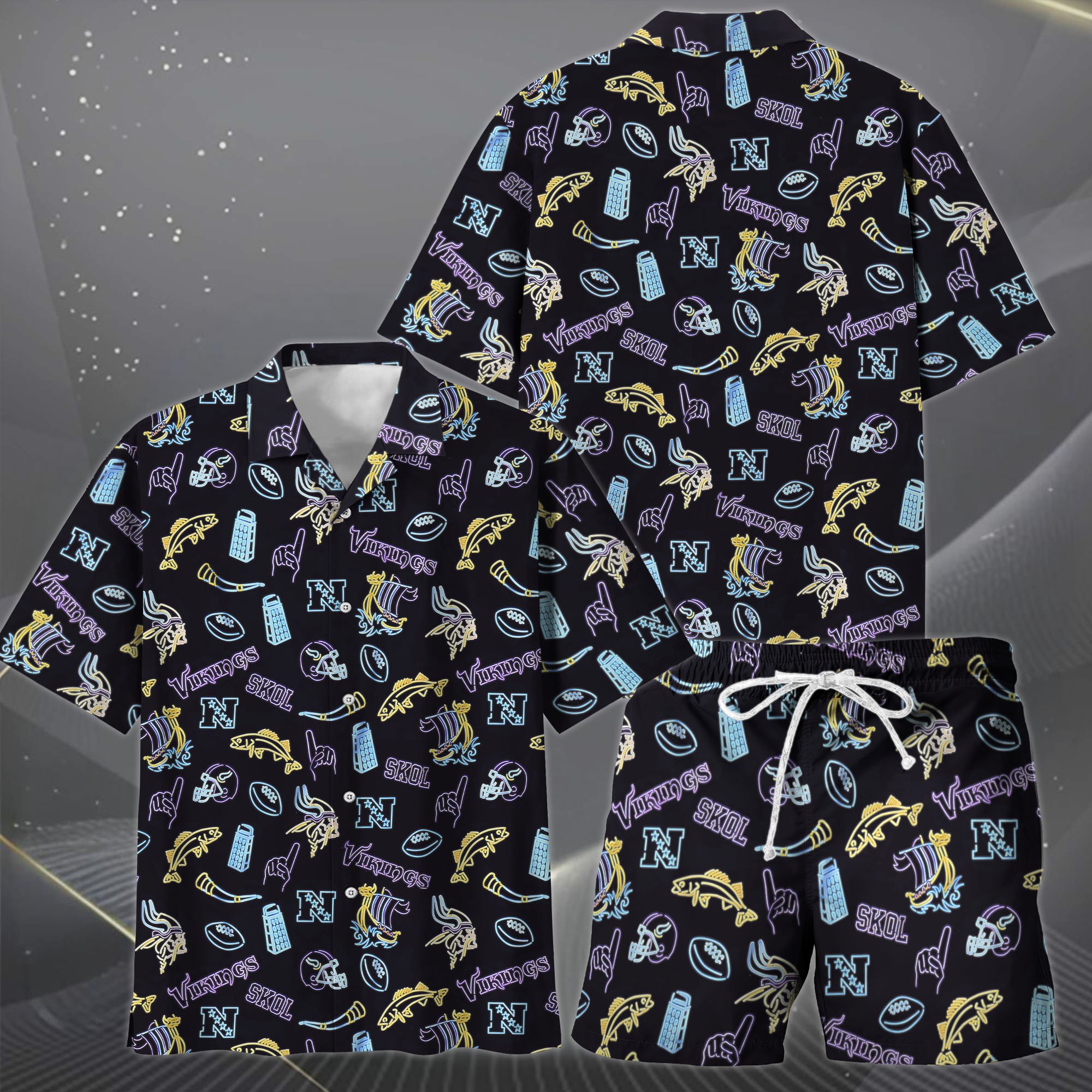 Alternative view of Minnesota Vikings Hawaiian Shorts Set  2025 Version, Hawaiian Shirts, Sports Shorts, Gifts For Fan EHIVM-03281511