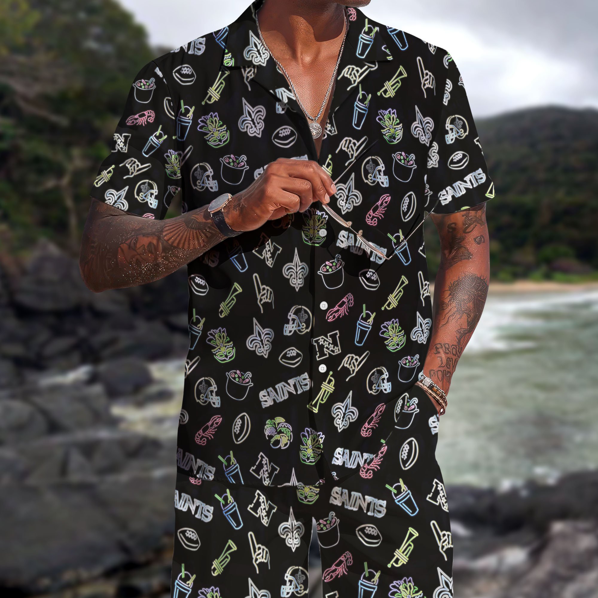 New Orleans Saints Hawaiian Shorts Set  2025 Version, Hawaiian Shirts, Sports Shorts, Gifts For Fan EHIVM-03281511