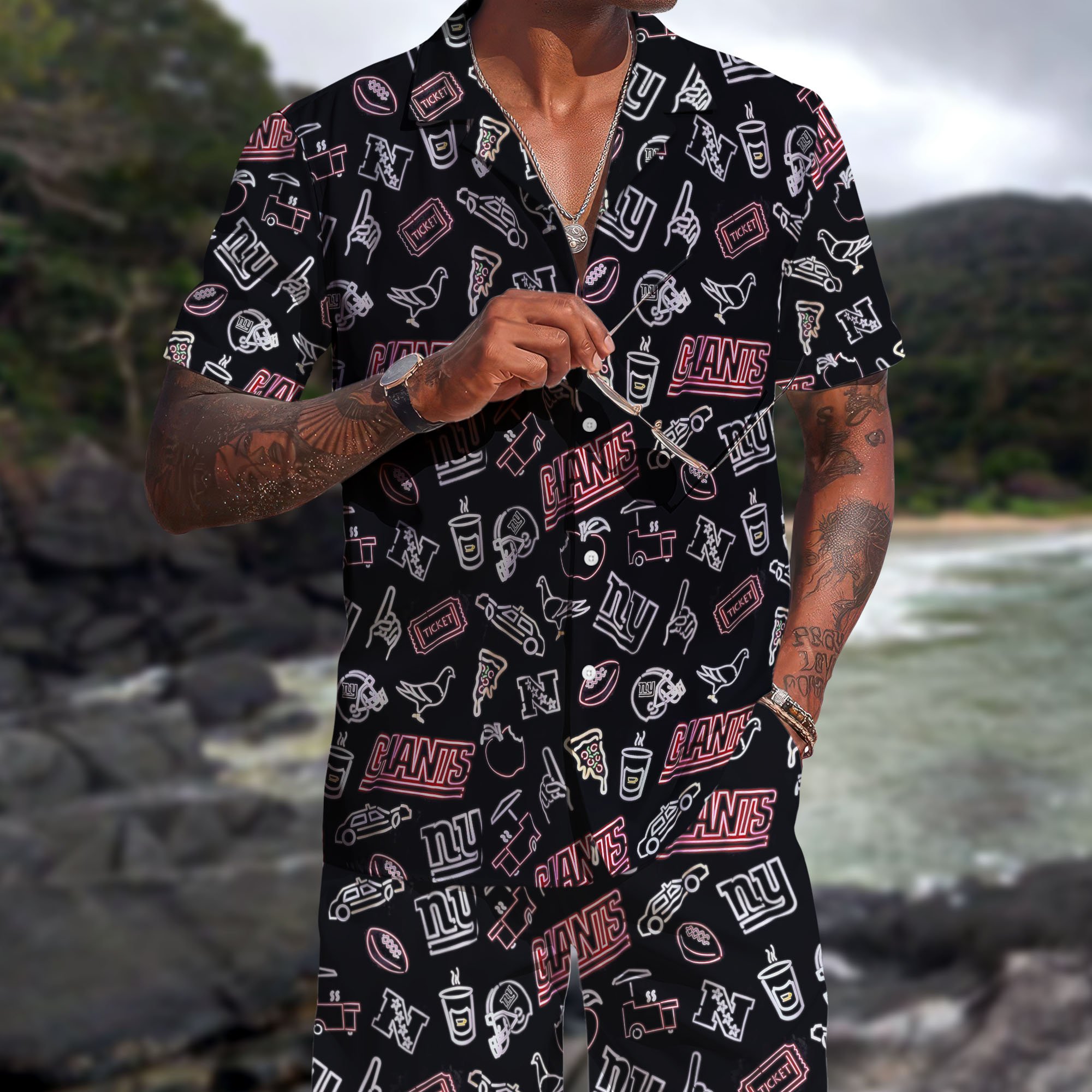 New York Giants Hawaiian Shorts Set  2025 Version, Hawaiian Shirts, Sports Shorts, Gifts For Fan EHIVM-03281511