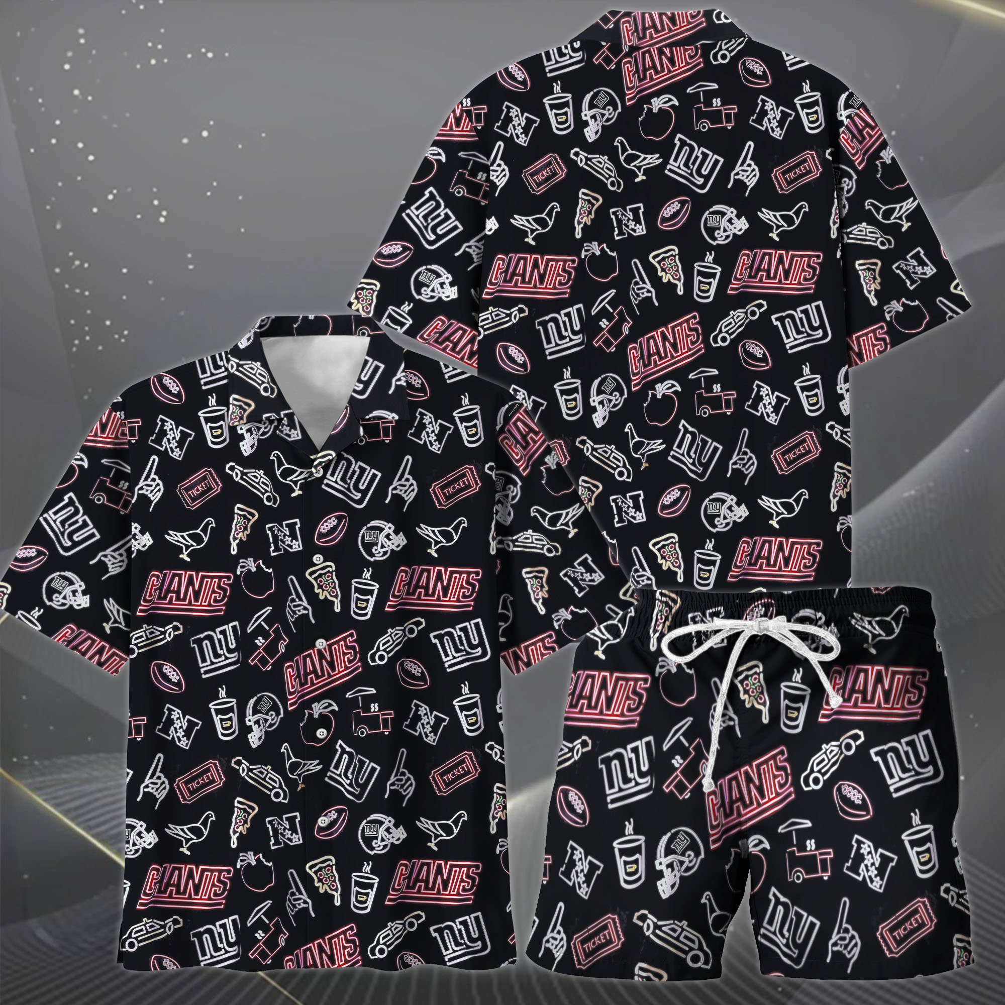 Alternative view of New York Giants Hawaiian Shorts Set  2025 Version, Hawaiian Shirts, Sports Shorts, Gifts For Fan EHIVM-03281511