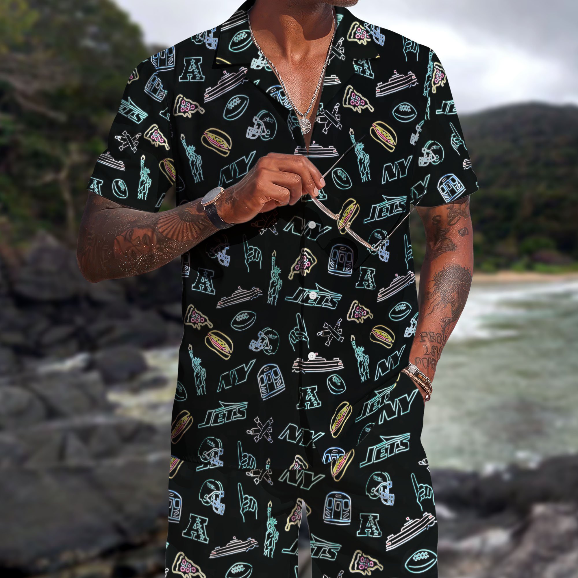 New York Jets Hawaiian Shorts Set  2025 Version, Hawaiian Shirts, Sports Shorts, Gifts For Fan EHIVM-03281511