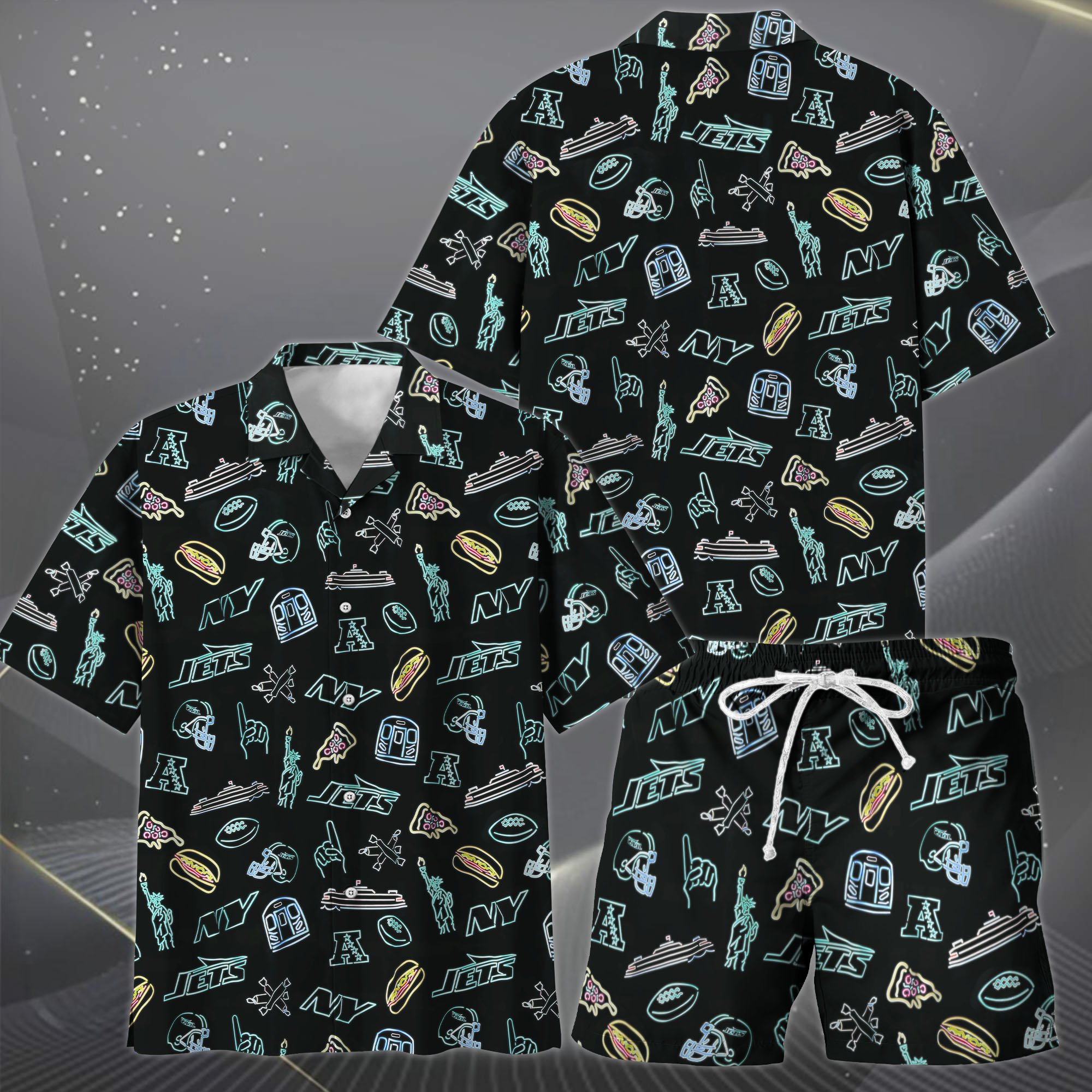 Alternative view of New York Jets Hawaiian Shorts Set  2025 Version, Hawaiian Shirts, Sports Shorts, Gifts For Fan EHIVM-03281511
