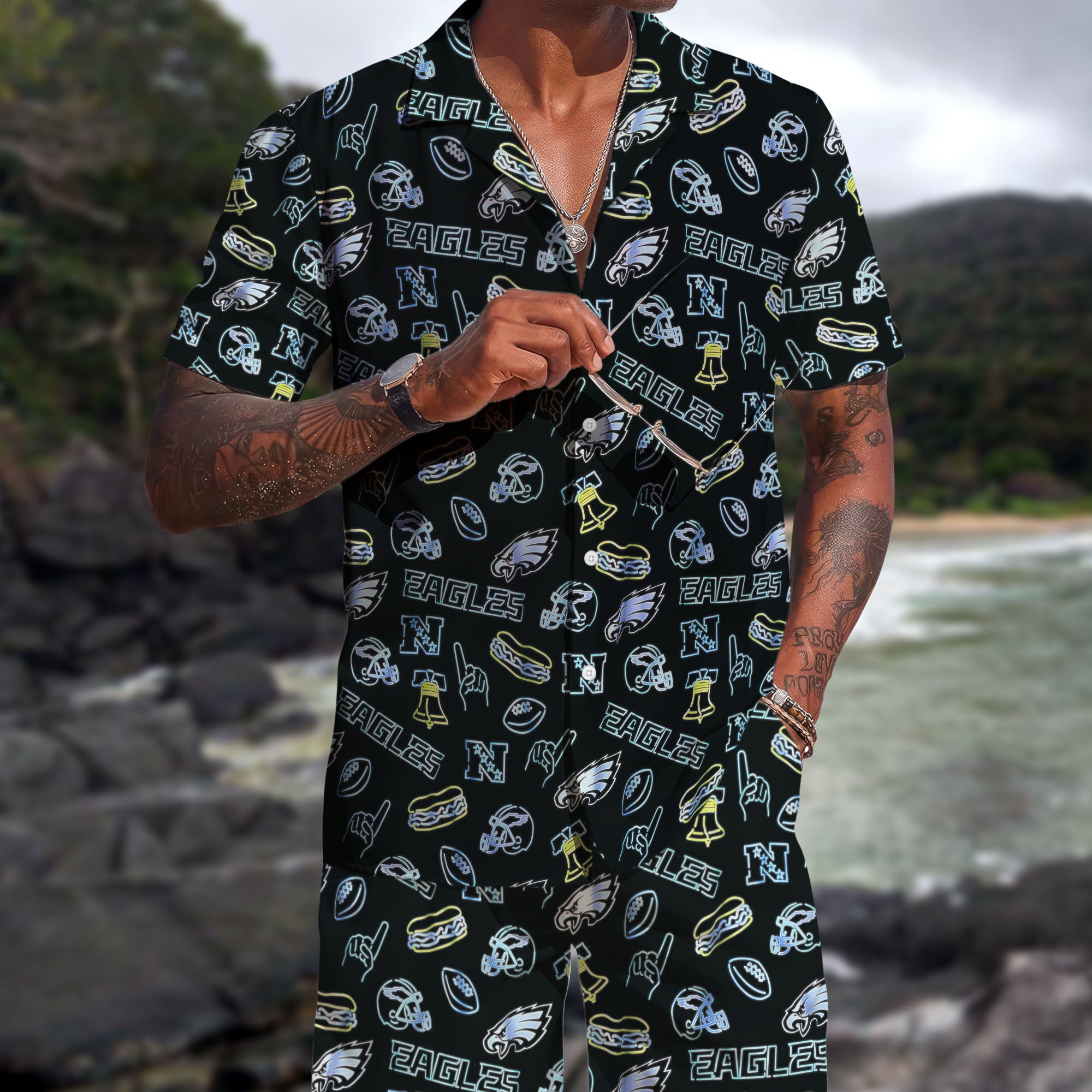 Philadelphia Eagles Hawaiian Shorts Set  2025 Version, Hawaiian Shirts, Sports Shorts, Gifts For Fan EHIVM-03281511