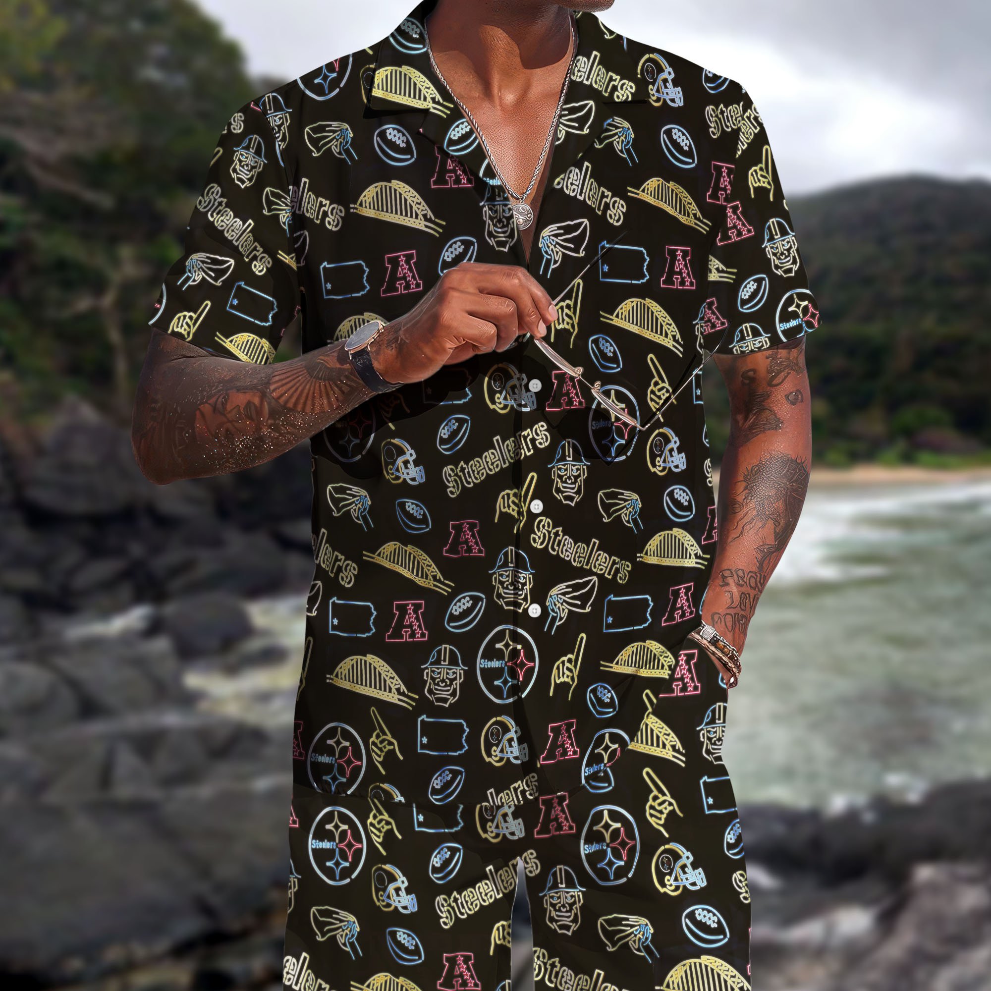Pittsburgh Steelers Hawaiian Shorts Set  2025 Version, Hawaiian Shirts, Sports Shorts, Gifts For Fan EHIVM-03281511