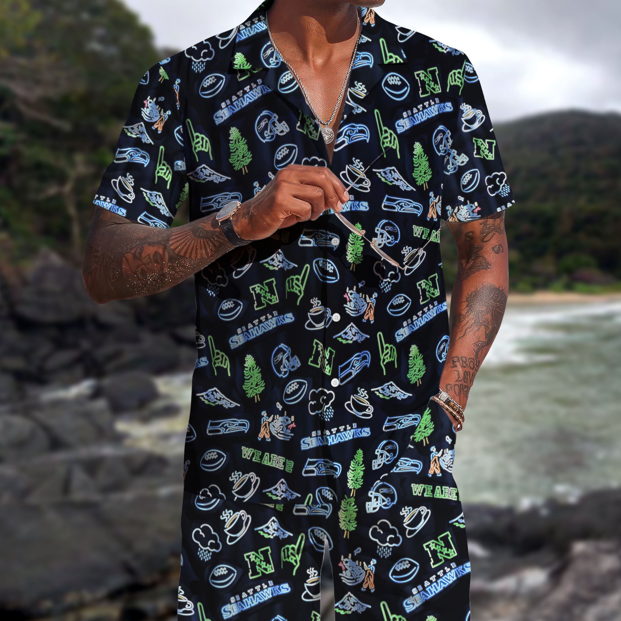 Seattle Seahawks Hawaiian Shorts Set  2025 Version, Hawaiian Shirts, Sports Shorts, Gifts For Fan EHIVM-03281511