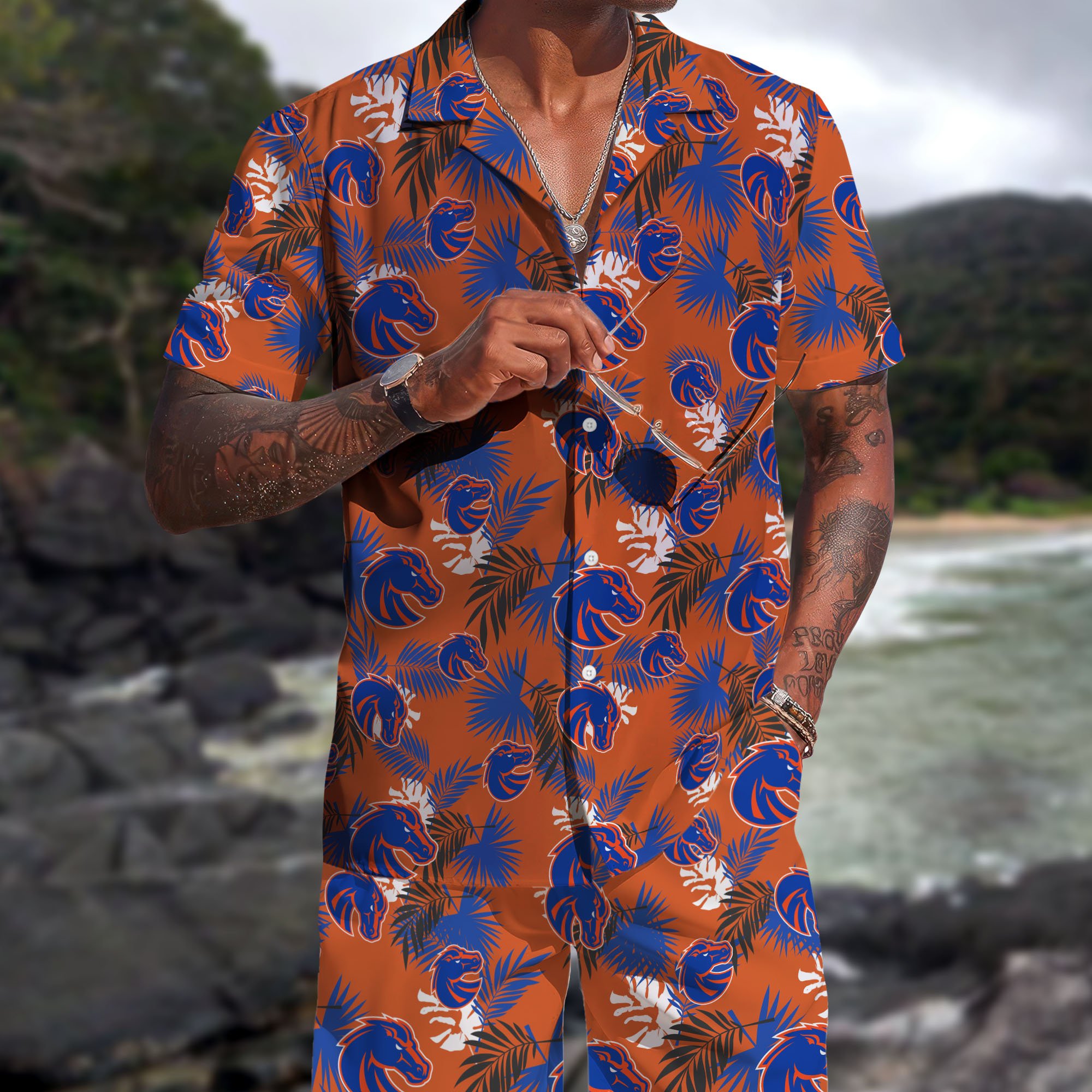 Boise State Broncos Hawaiian Shorts Set  2025 Version, Hawaiian Shirts, Sports Shorts, Gifts For Fan EHIVM-04171878