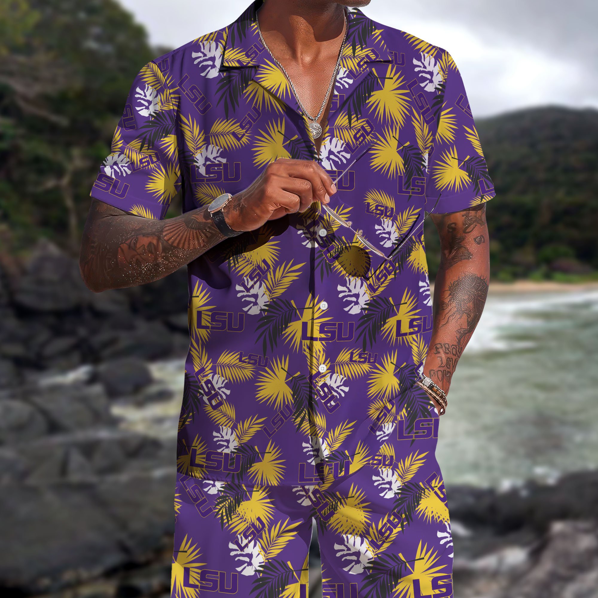 LSU TIGERS Hawaiian Shorts Set  2025 Version, Hawaiian Shirts, Sports Shorts, Gifts For Fan EHIVM-04171878
